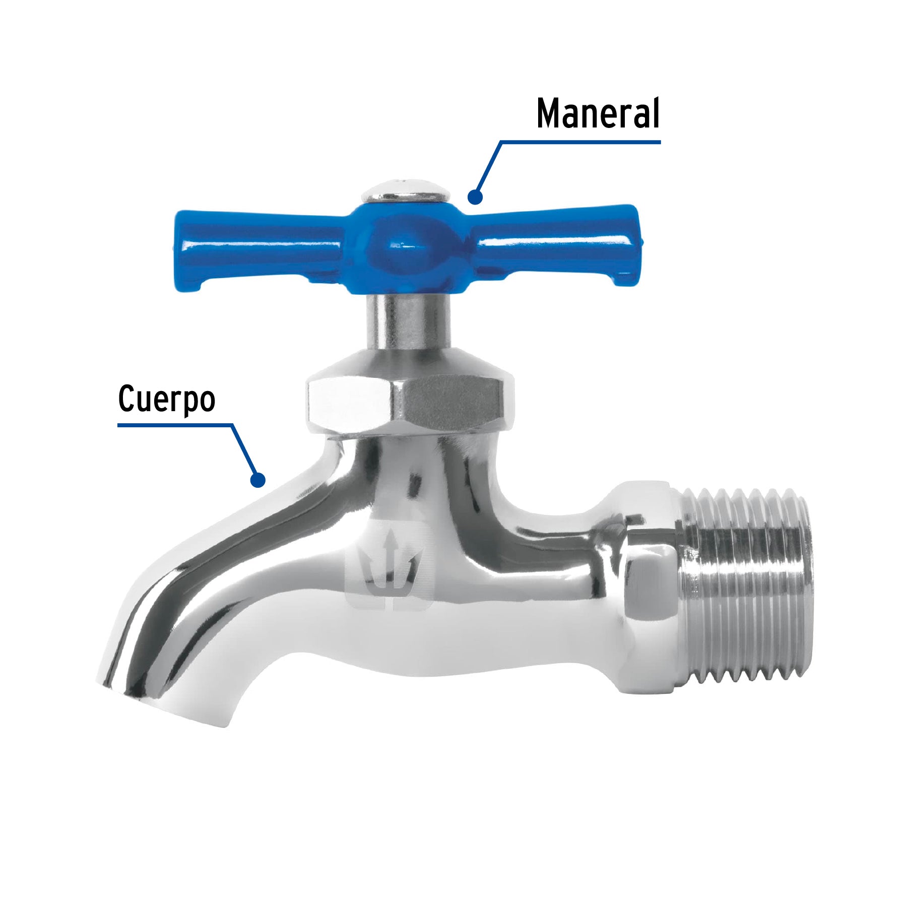 Llave de nariz de latón cromado, 135 g, entrada 1/2", Foset