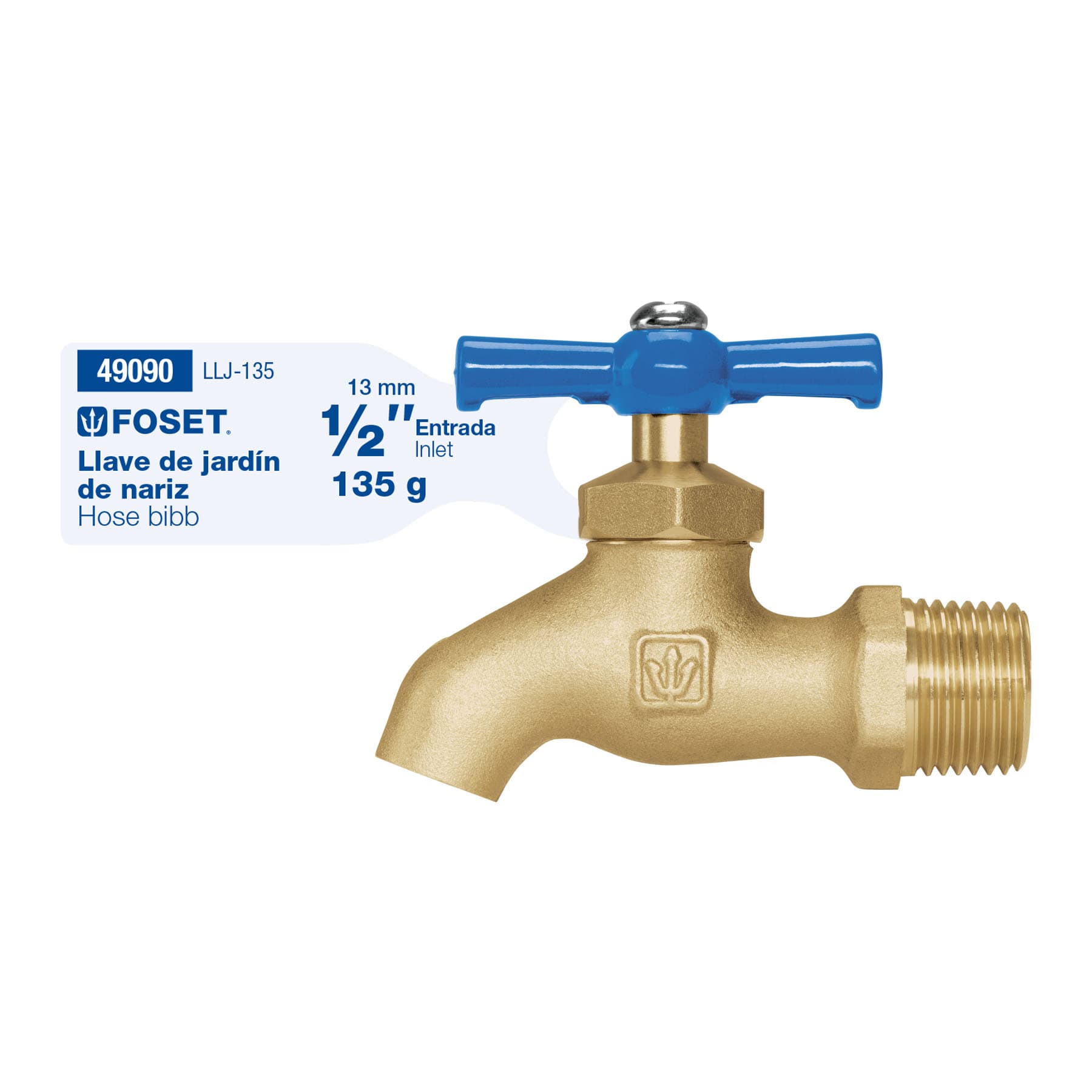 Llave de nariz de latón, 135 g, entrada 1/2", Foset