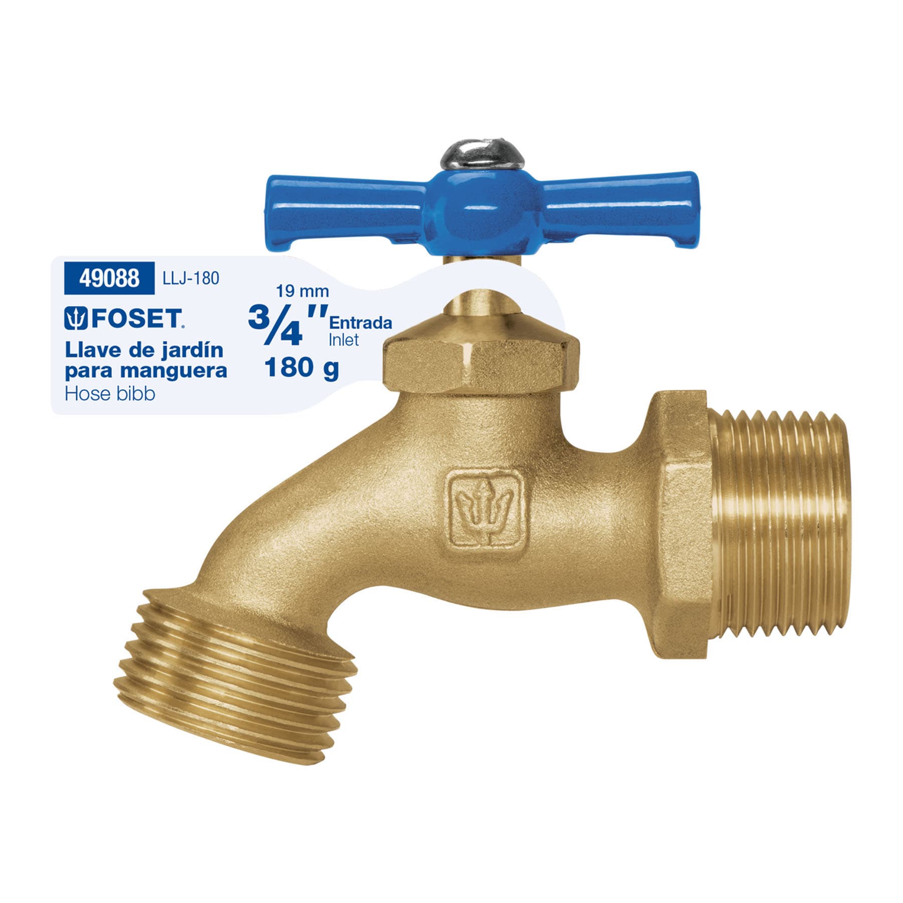Llave para manguera, de latón, 180g, 3/4", granel, Foset