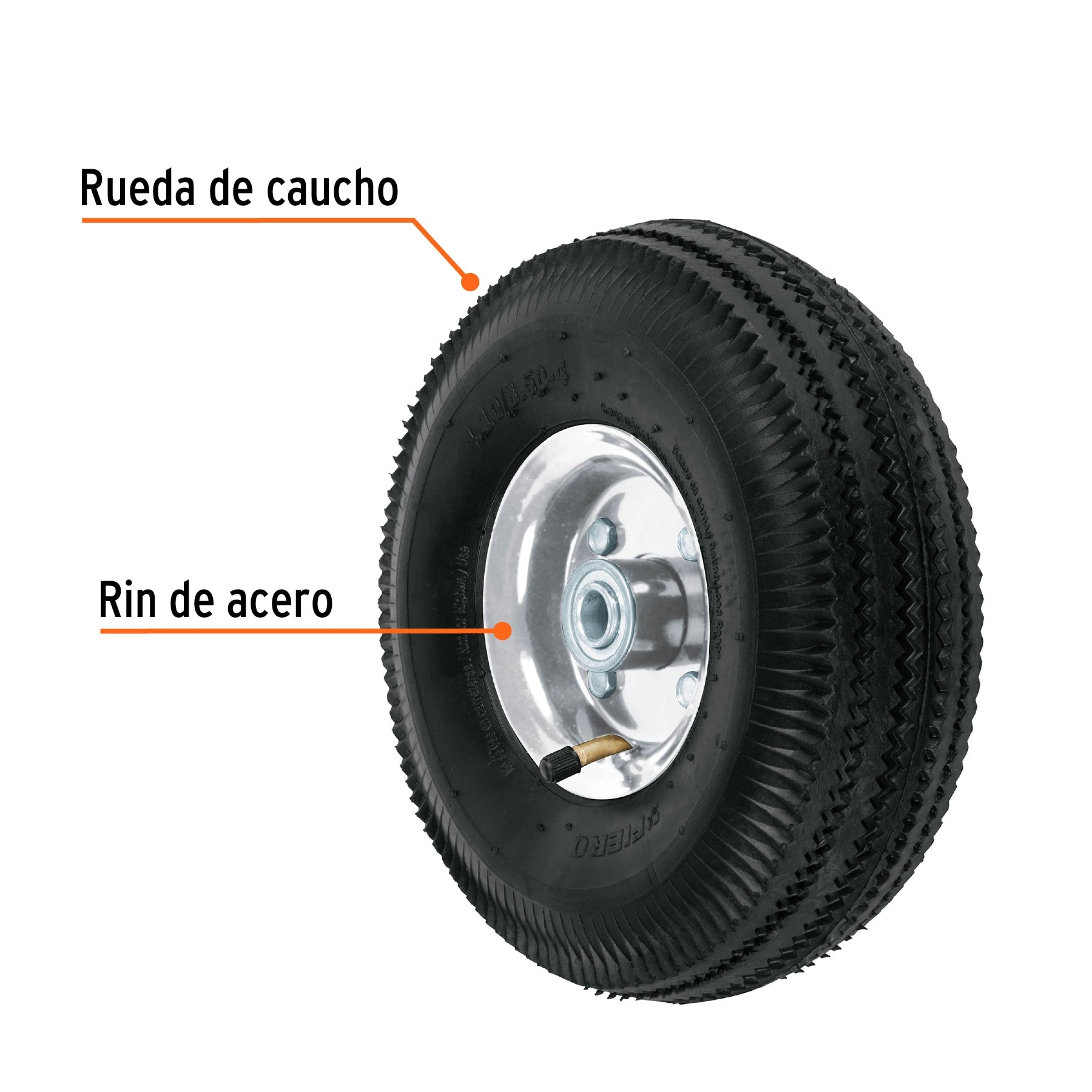 Rueda neumática 10" para eje central, Truper