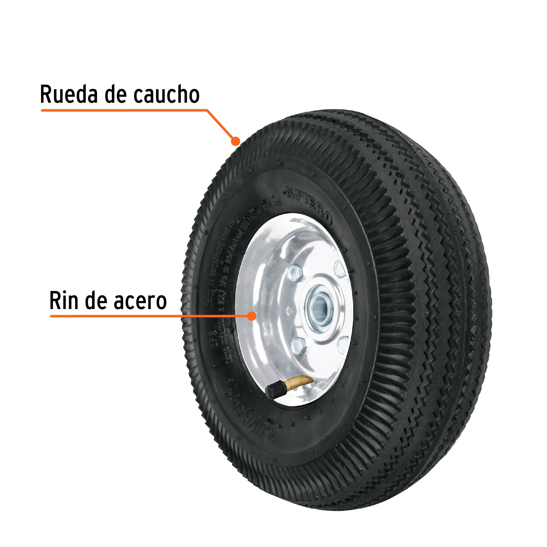 Rueda neumática 10" para eje lateral, Truper