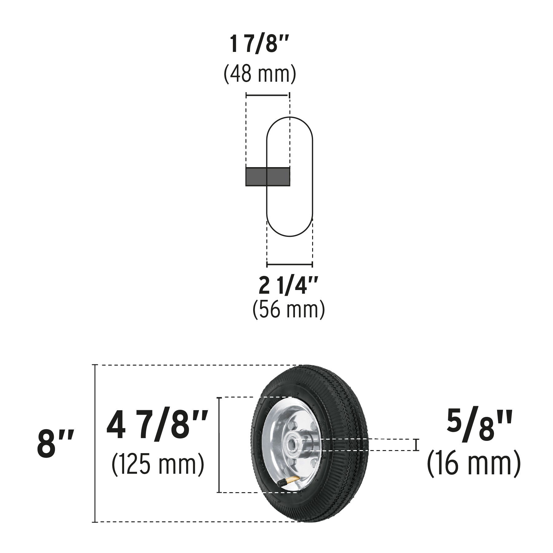 Rueda neumática 8" para eje central, Truper