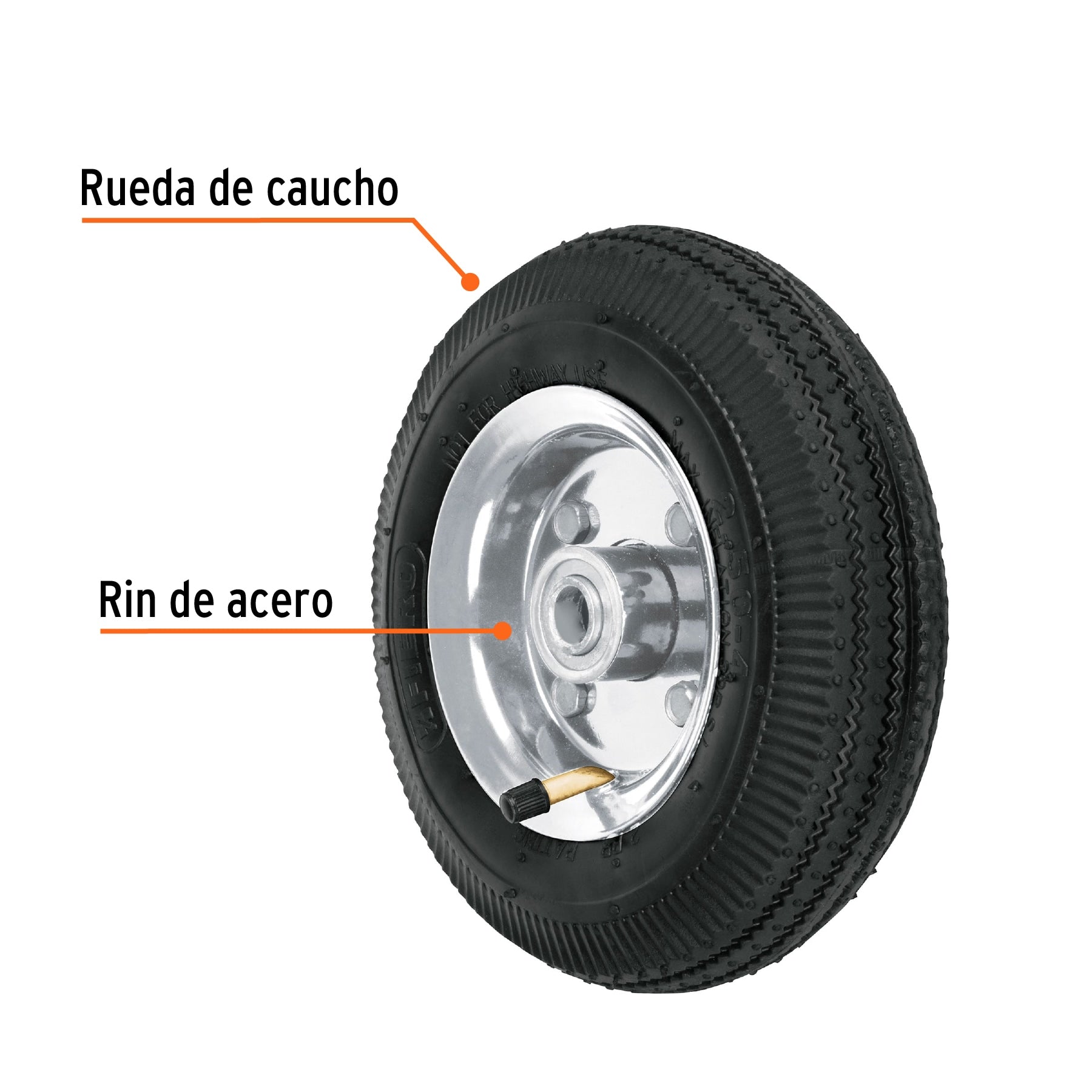 Rueda neumática 8" para eje central, Truper