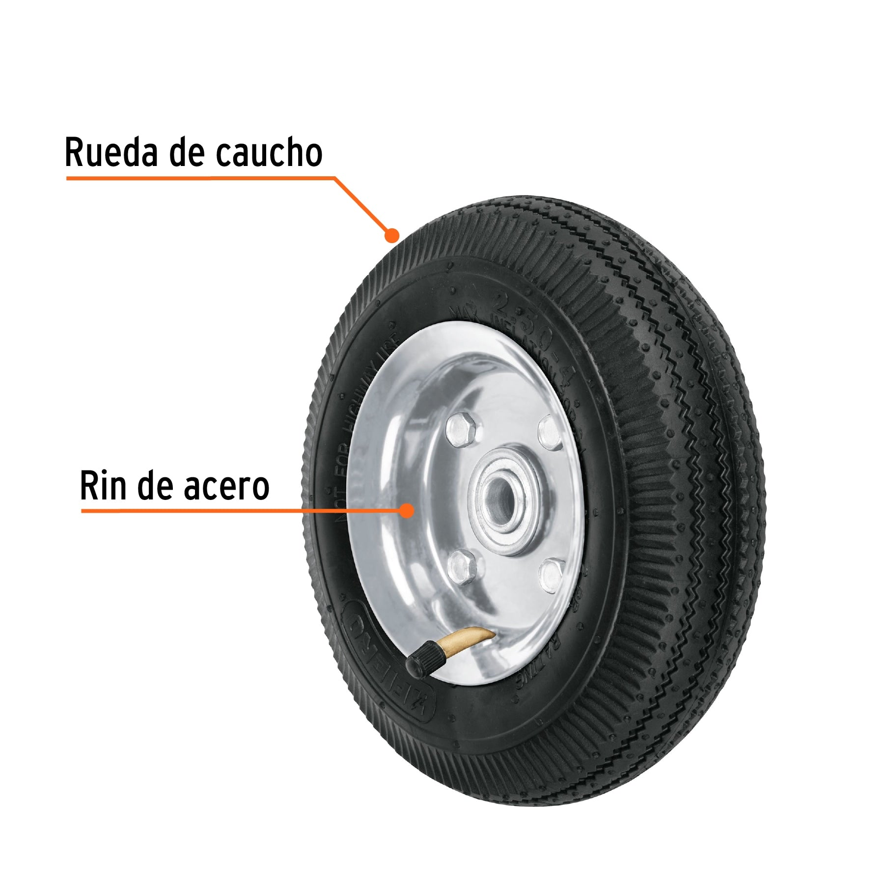 Rueda neumática 8" para eje lateral, Truper
