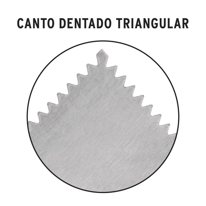 Llana dentado triangular 11",  6 remaches,  mango plástico