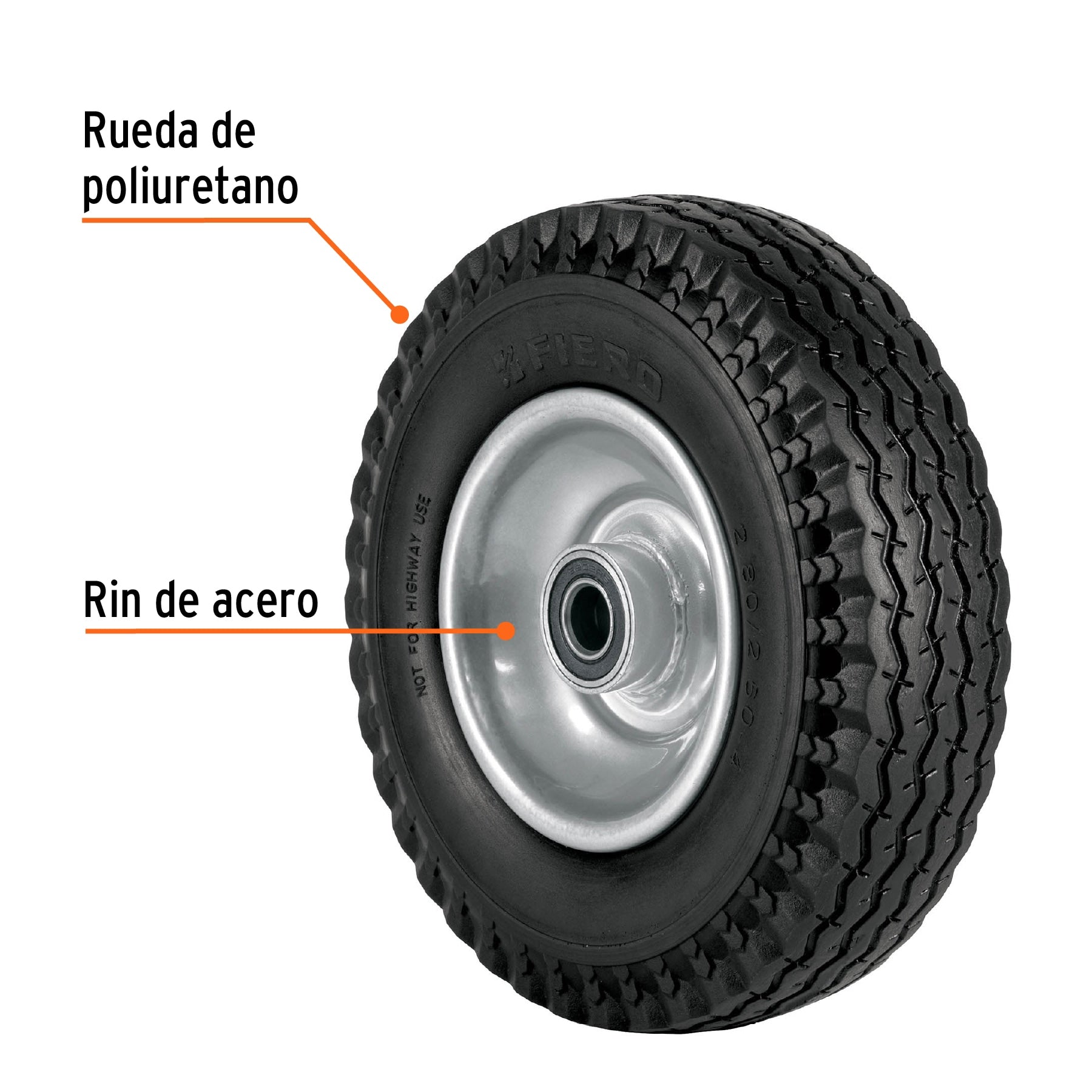 Rueda imponchable 8" para eje central, Truper