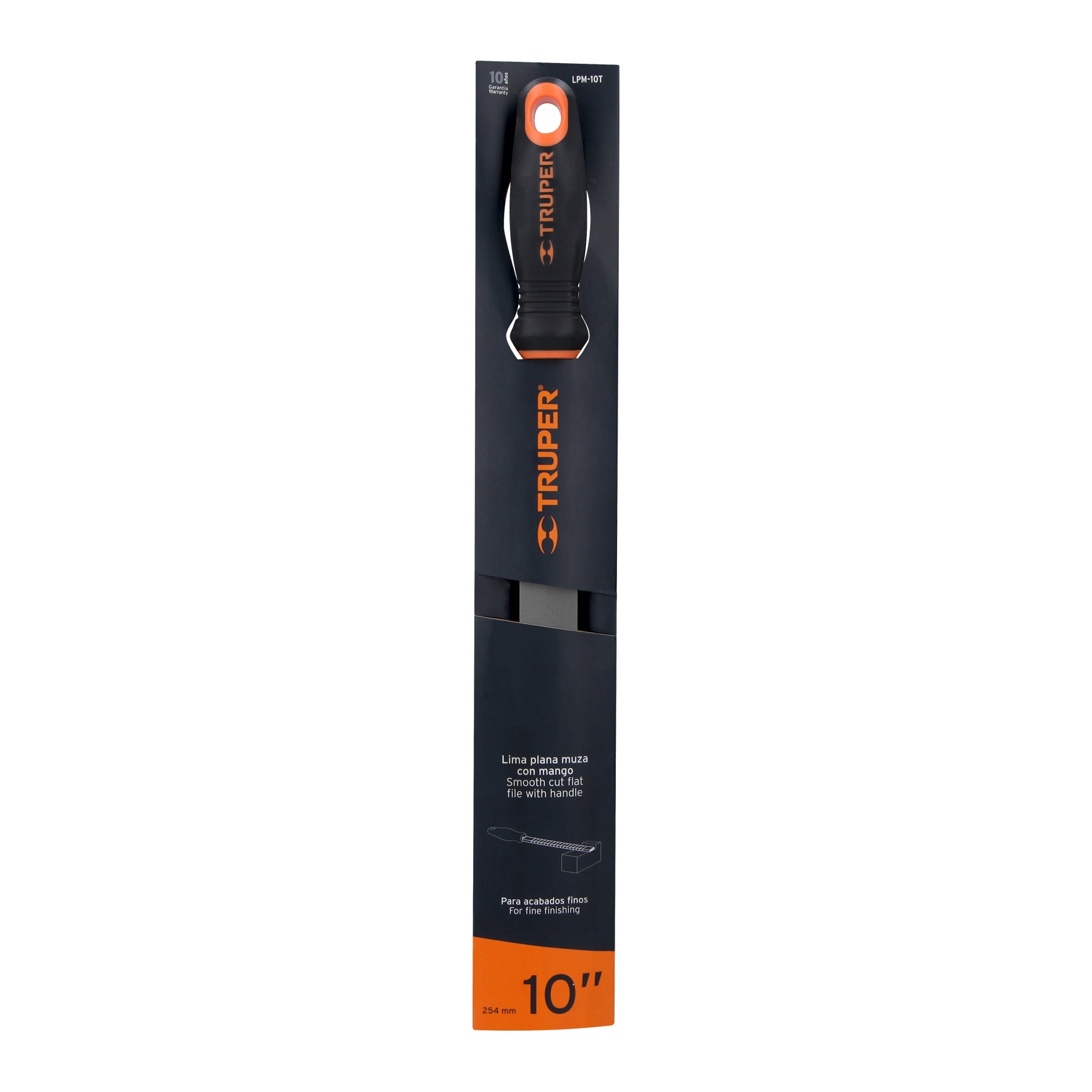Lima plana muza 10" con mango doble inyección, Truper