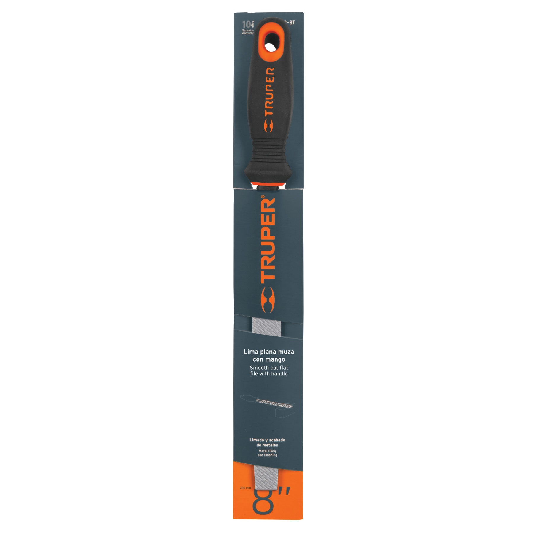 Lima plana muza 8" con mango doble inyección, Truper