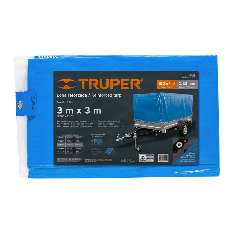 Lona azul reforzada de 3 x 3 m,  Truper