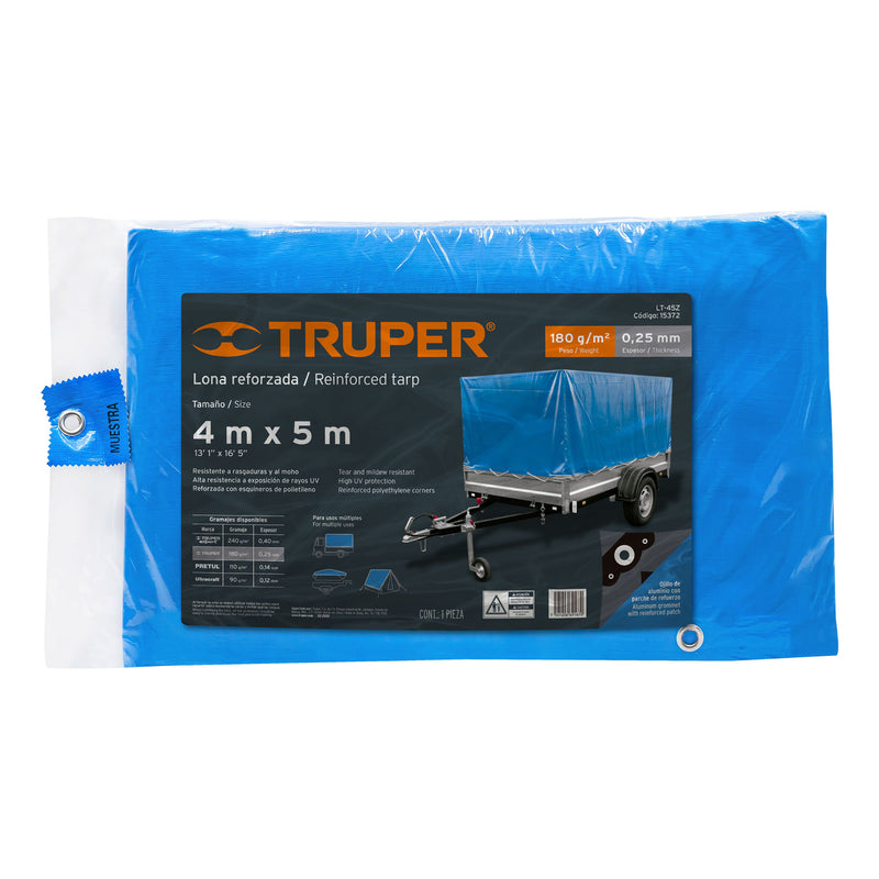 Lona azul reforzada de 4 x 5 m,  Truper