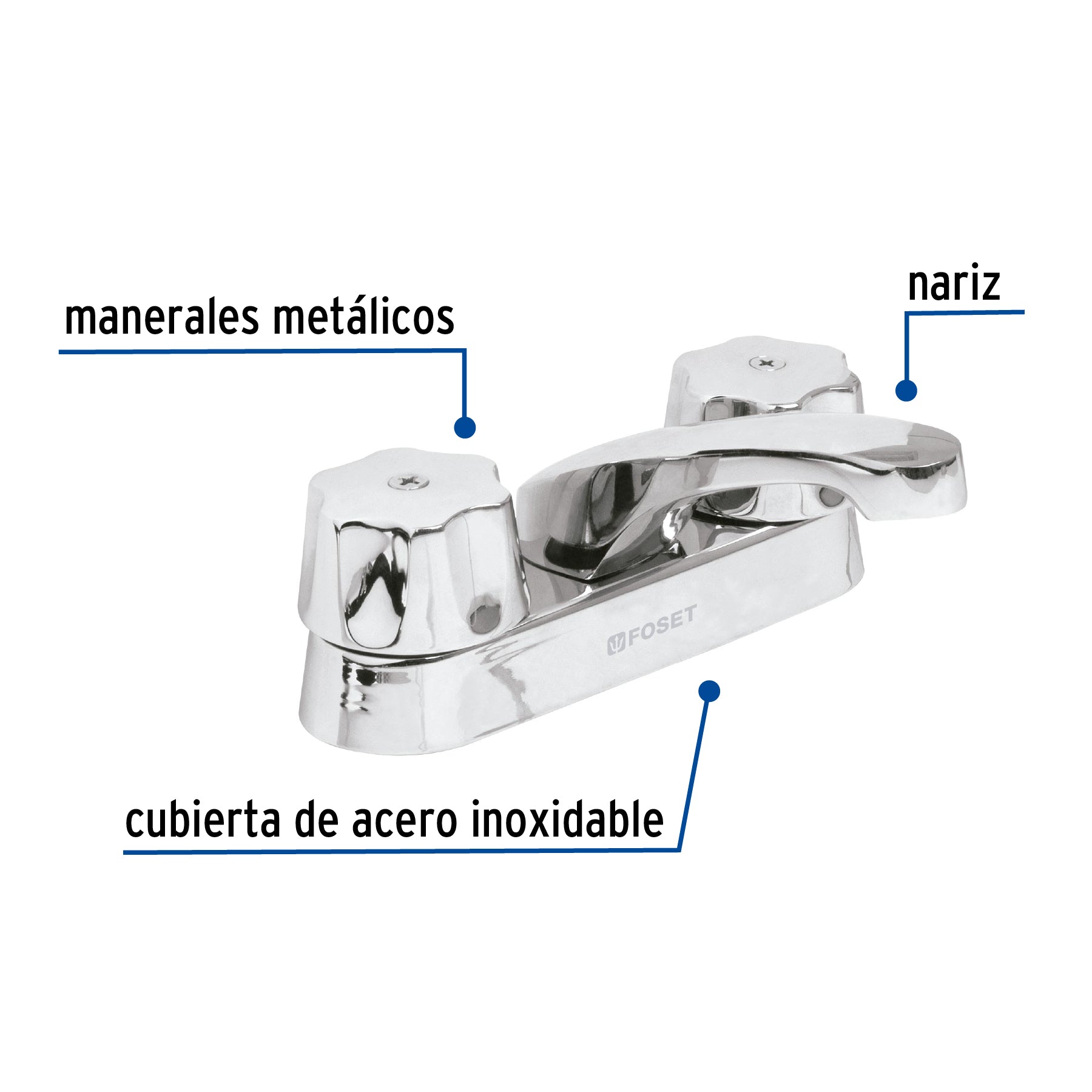 Mezcladora 4" para lavabo, nariz larga, cartucho compresión