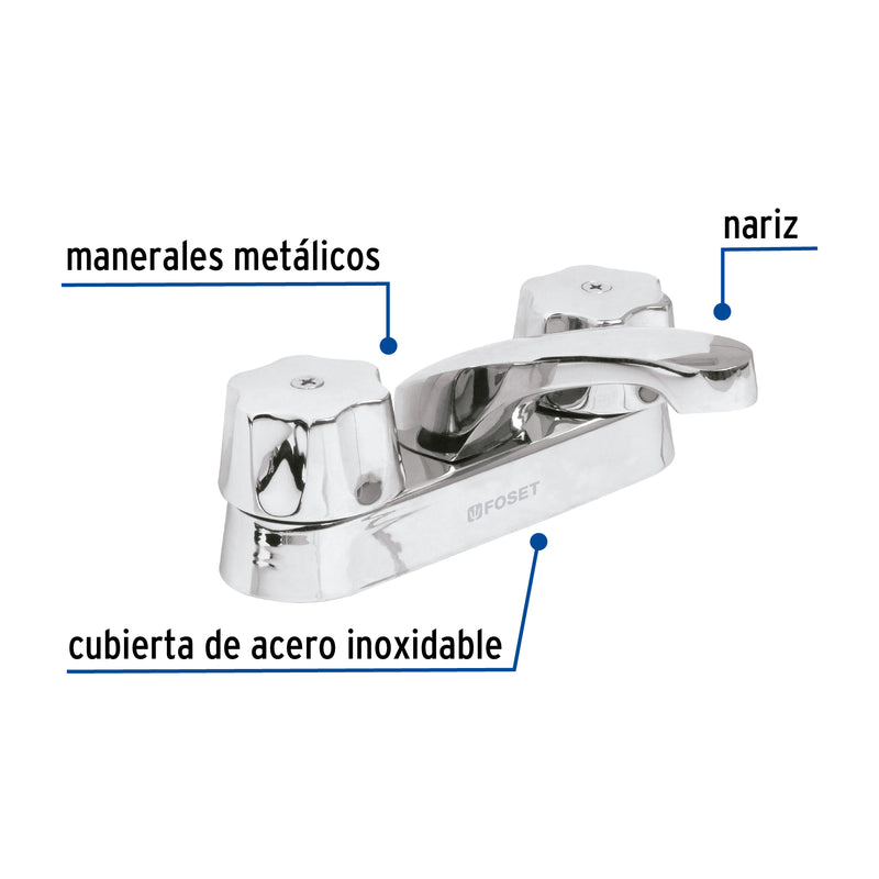 Mezcladora 4" para lavabo,  nariz larga,  cartucho cerámico