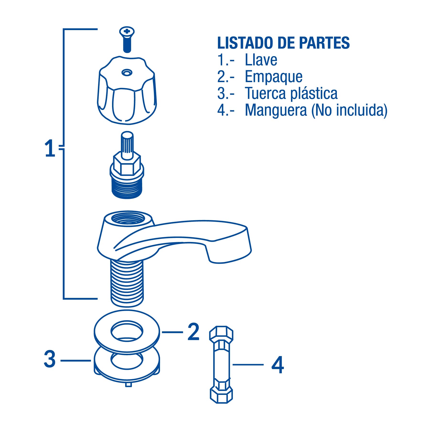 Juego 2 llaves individuales para lavabo, manerales metálicos