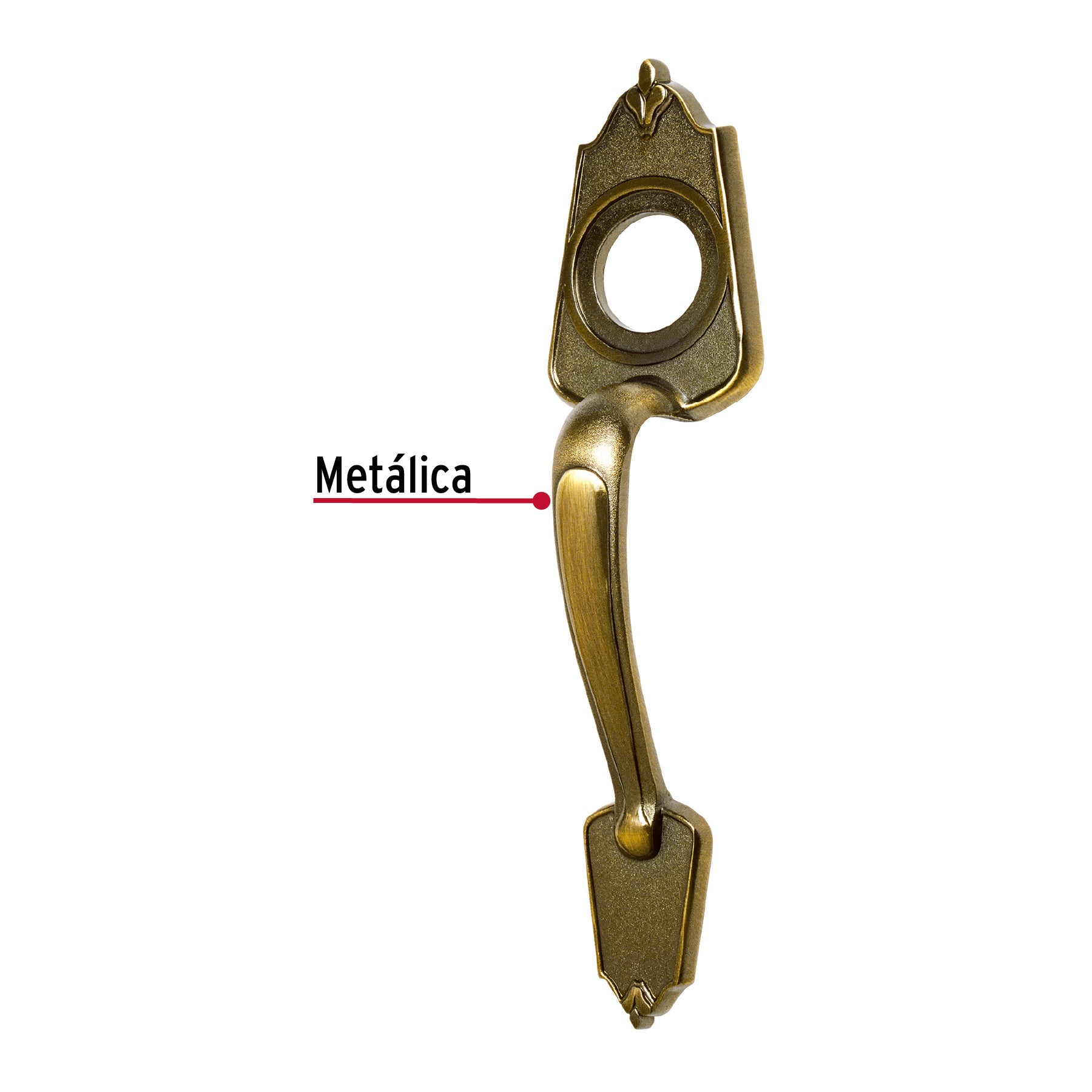 Chapetón metálico para puerta, acabado latón antiguo