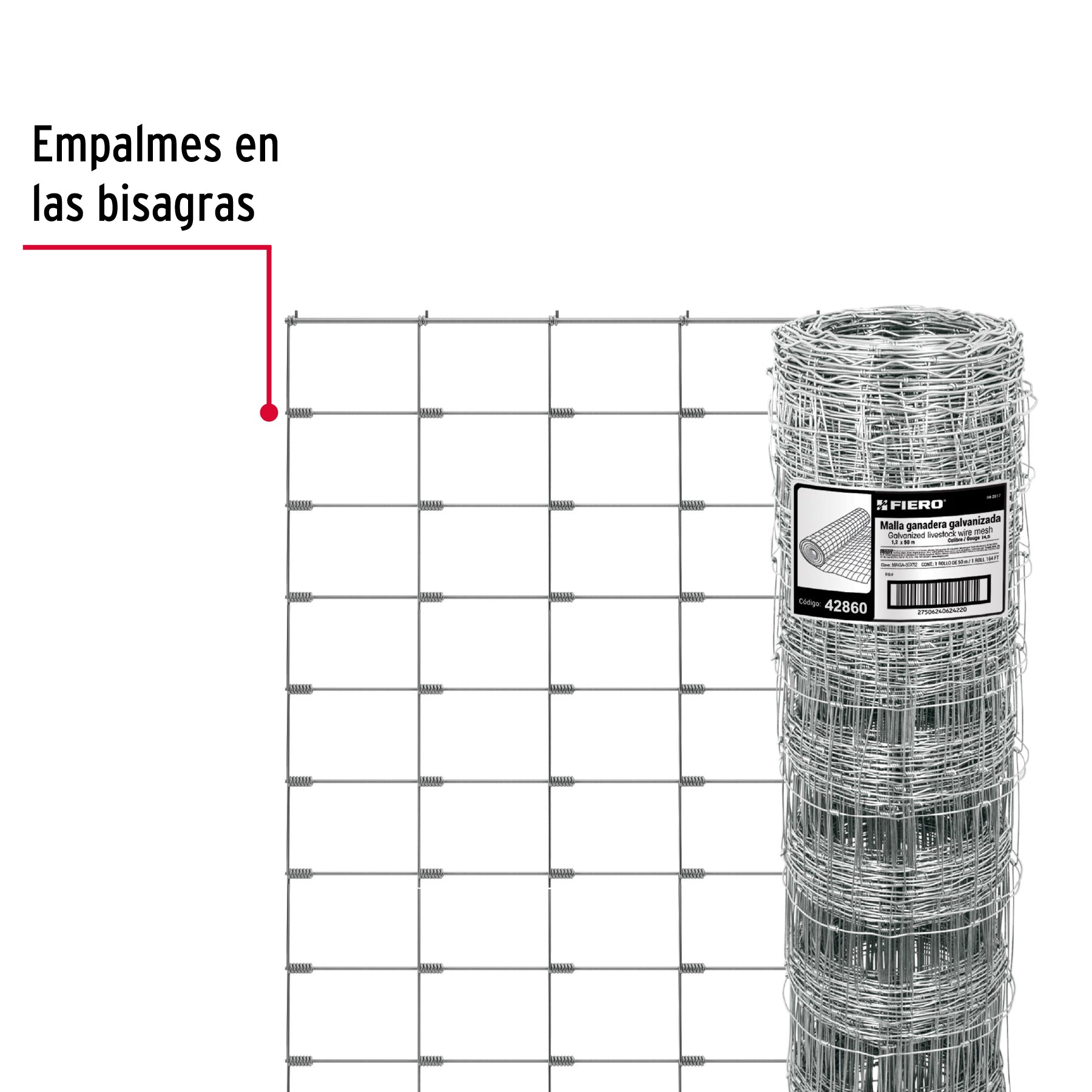 Rollo malla borreguera, 1.2m x 50m acero galvanizado, 26kg