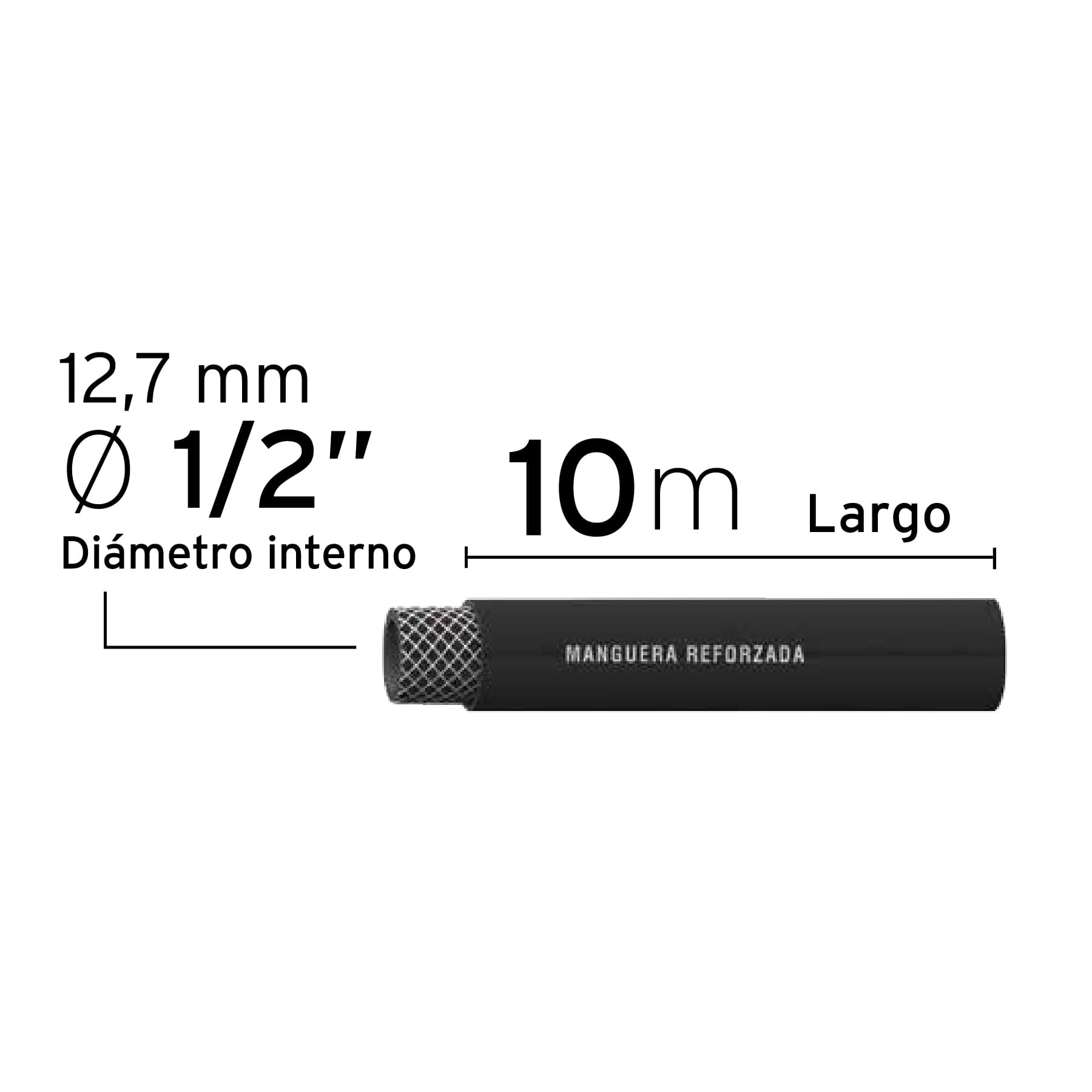 Manguera para compresor, de hule, 10m x 1/2", Truper