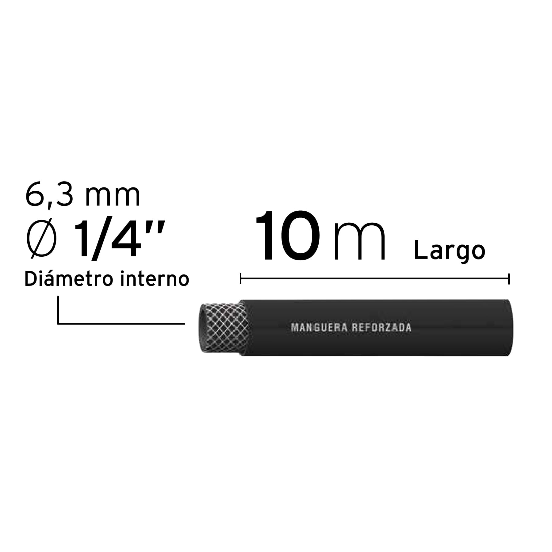 Manguera para compresor, de hule, 10m x 1/4", Truper
