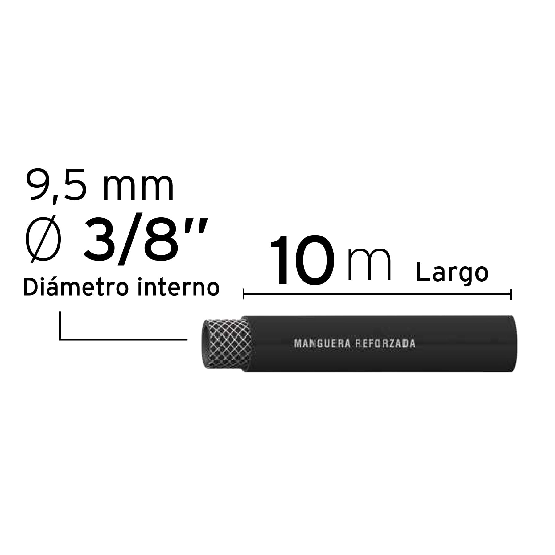 Manguera para compresor, de hule, 10m x 3/8", Truper
