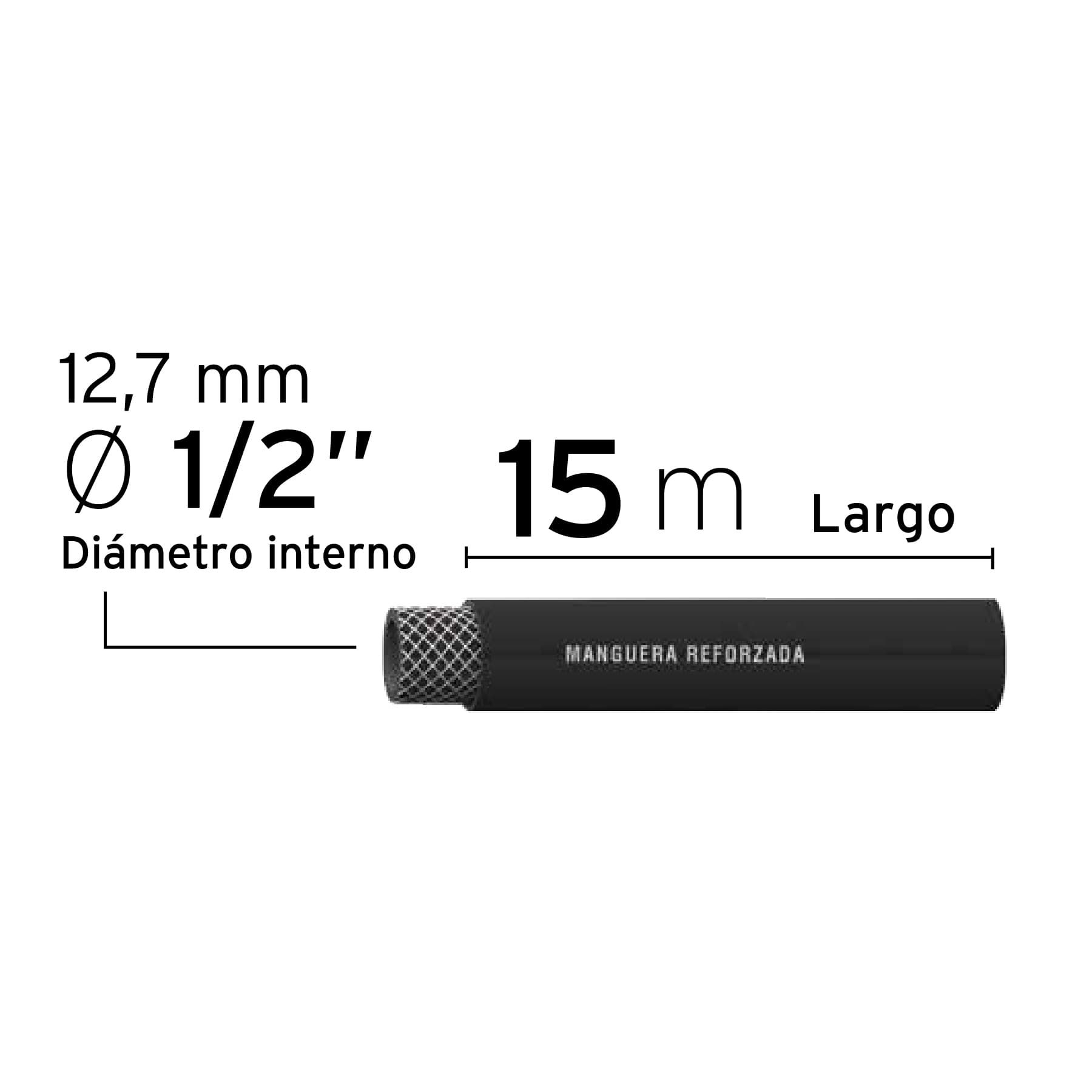 Manguera para compresor, de hule, 15m x 1/2", Truper