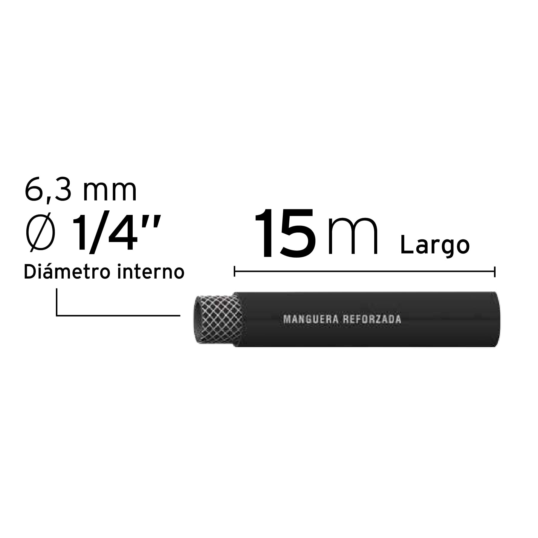 Manguera para compresor, de hule, 15m x 1/4", Truper