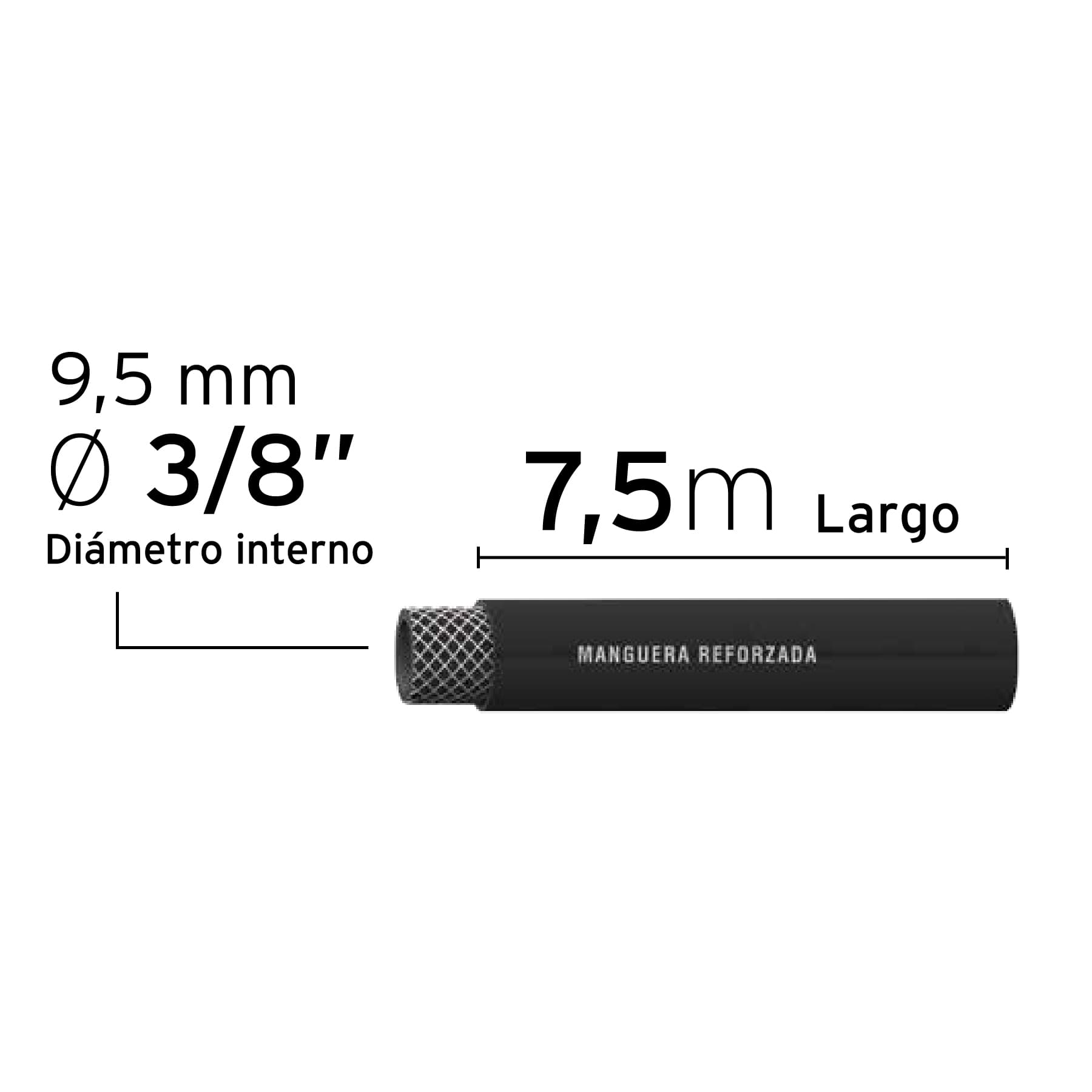 Manguera para compresor, de hule, 7.5m x 3/8", Truper