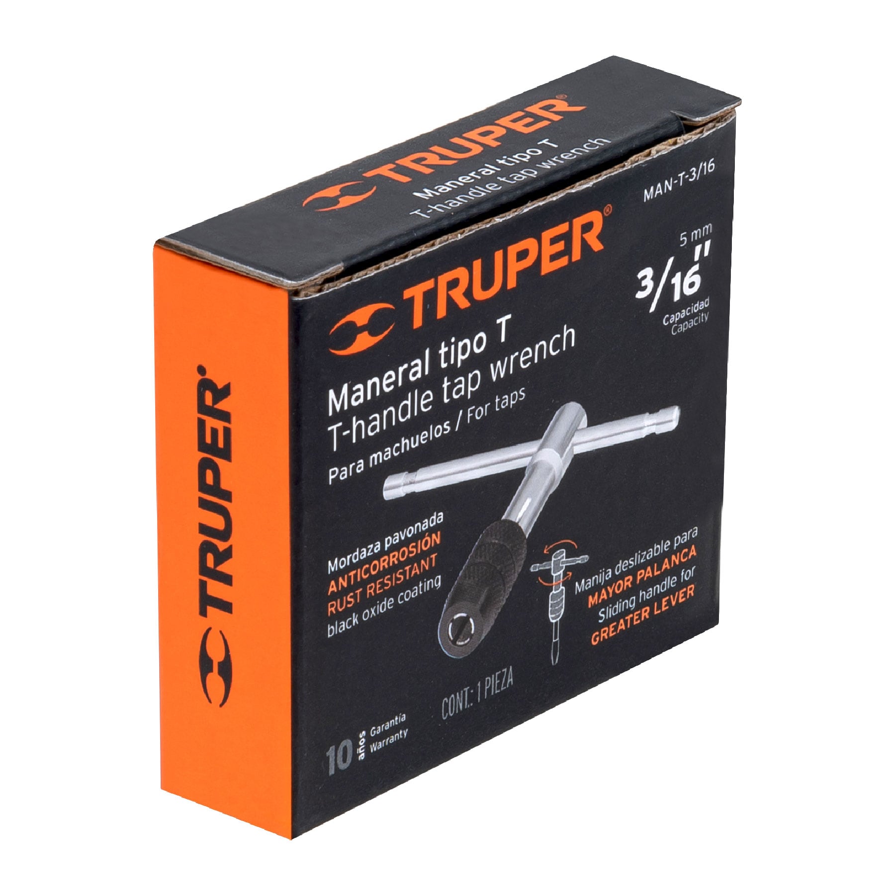Maneral en T para machuelo 3/16", Truper