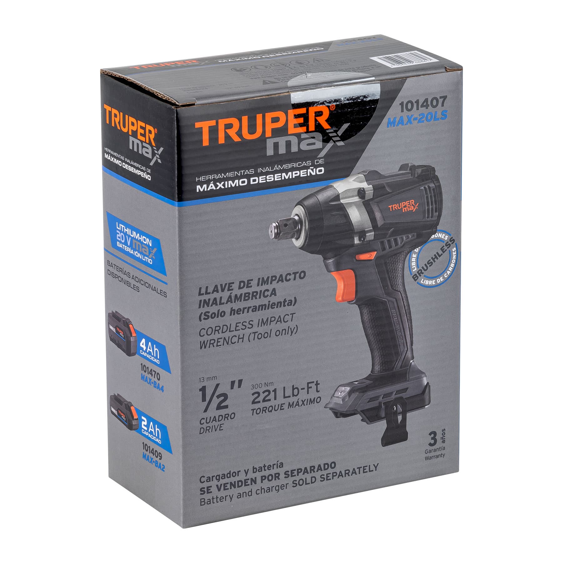 Llave de impacto inalámbrica 1/2", 20V, 155 lb/ft, sin accesorios, MAX