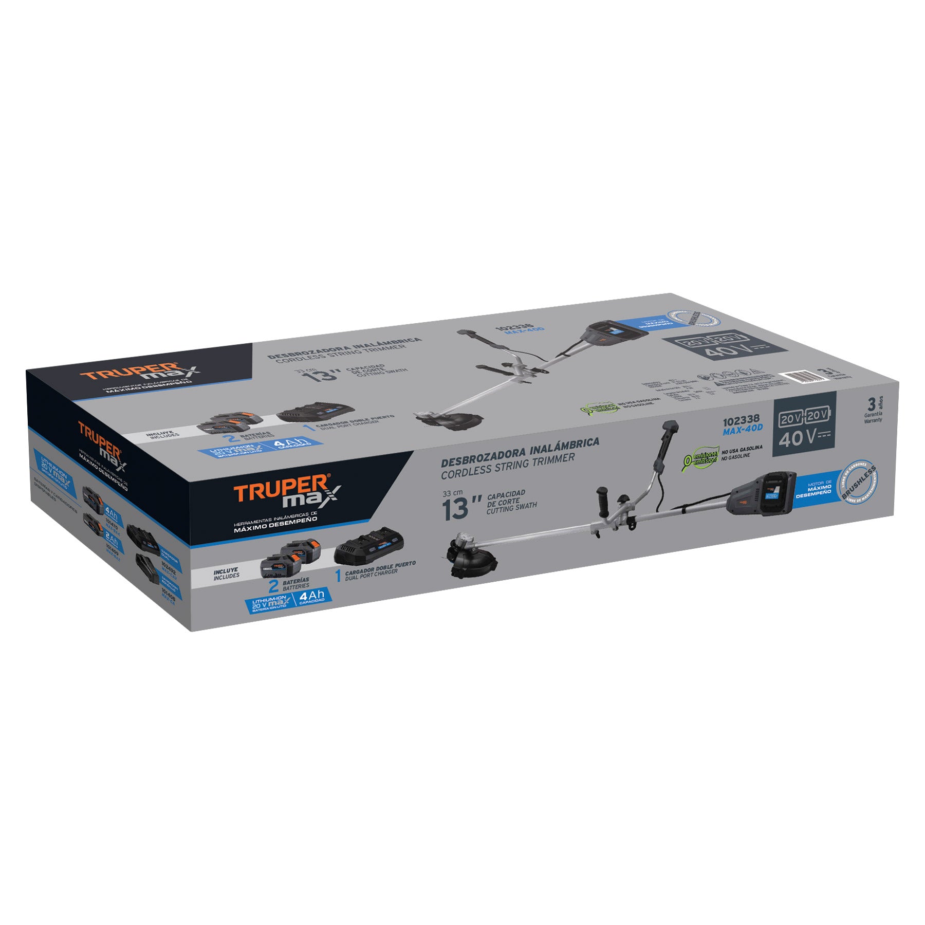 Desbrozadora inalámbrica 40V, sin carbones, Truper MAX