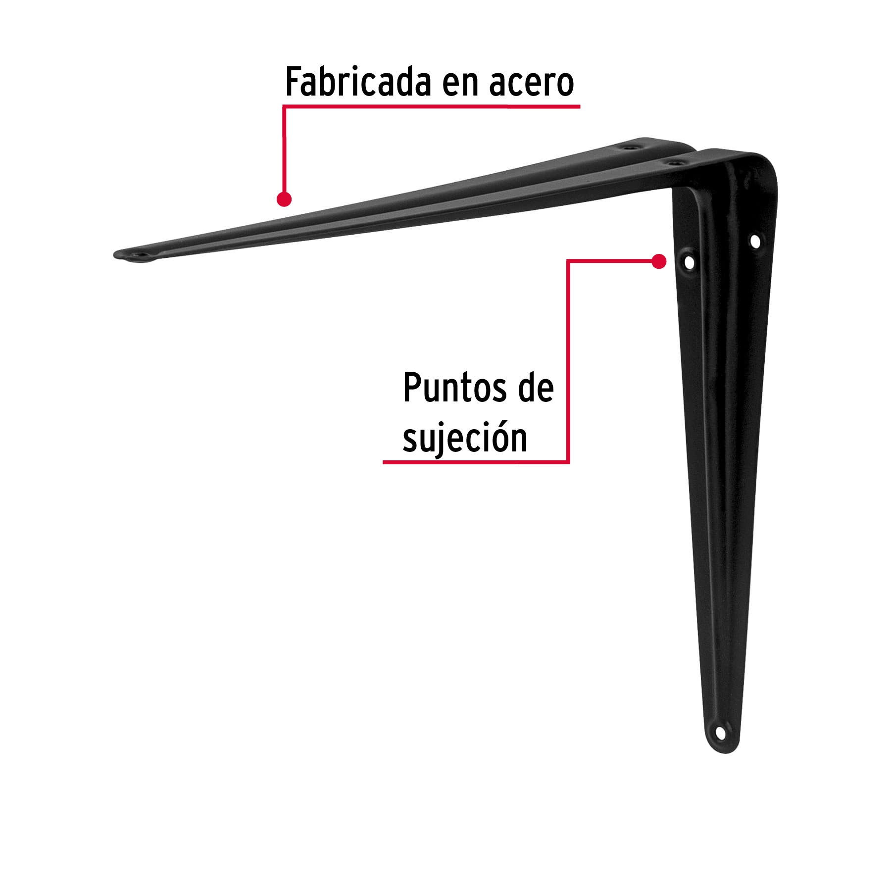 Ménsula de acero negra 8" x 10", Fiero