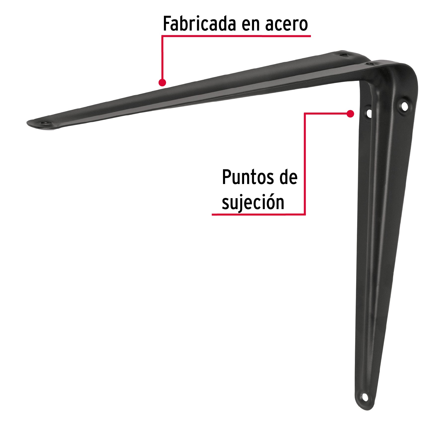 Ménsula de acero negra 10 x 12", Fiero