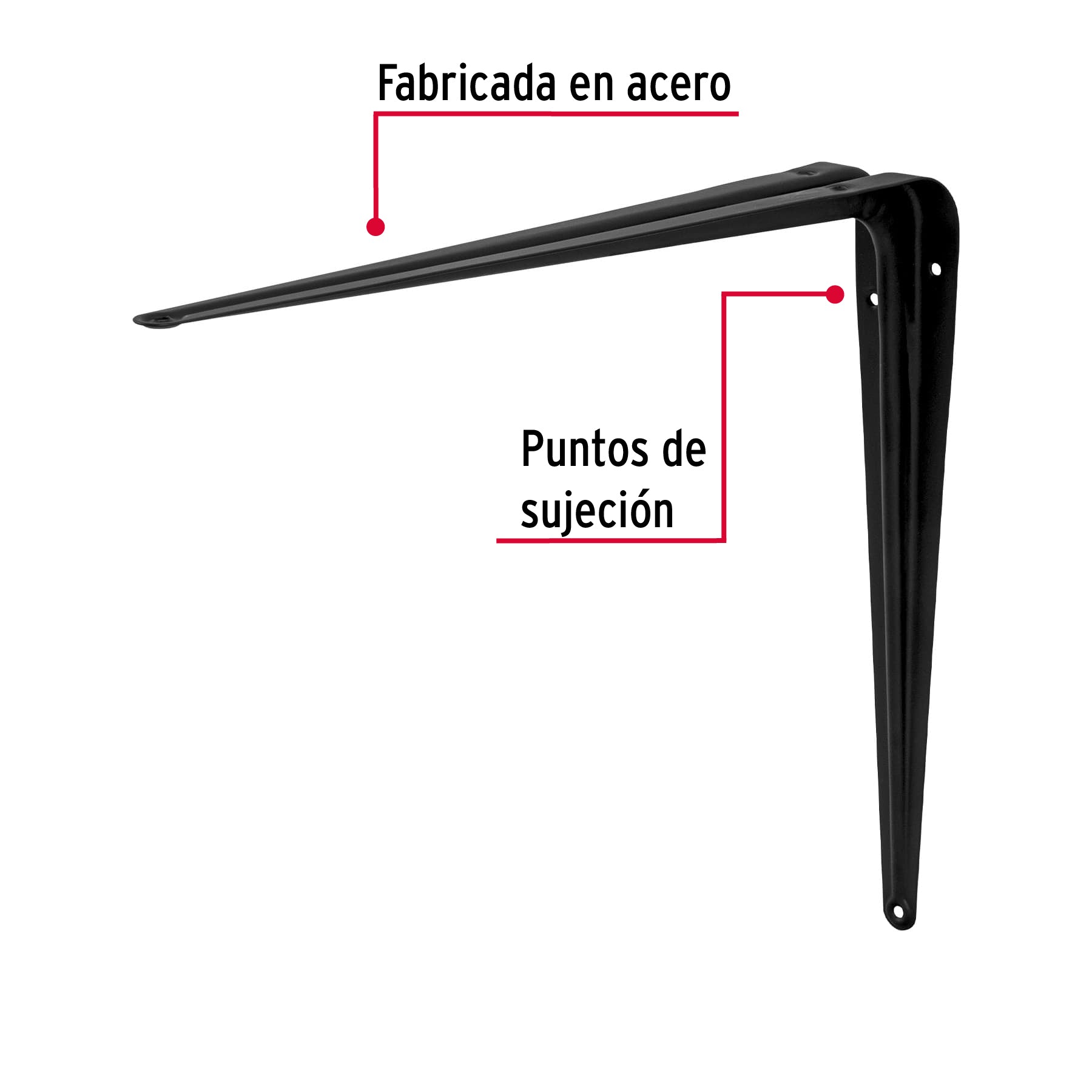 Ménsula de acero negra 12 x 14", Fiero