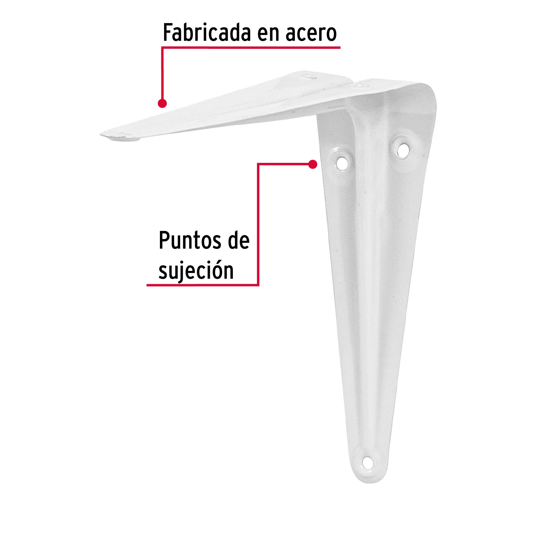 Ménsula de acero blanca 5 x 6", Fiero