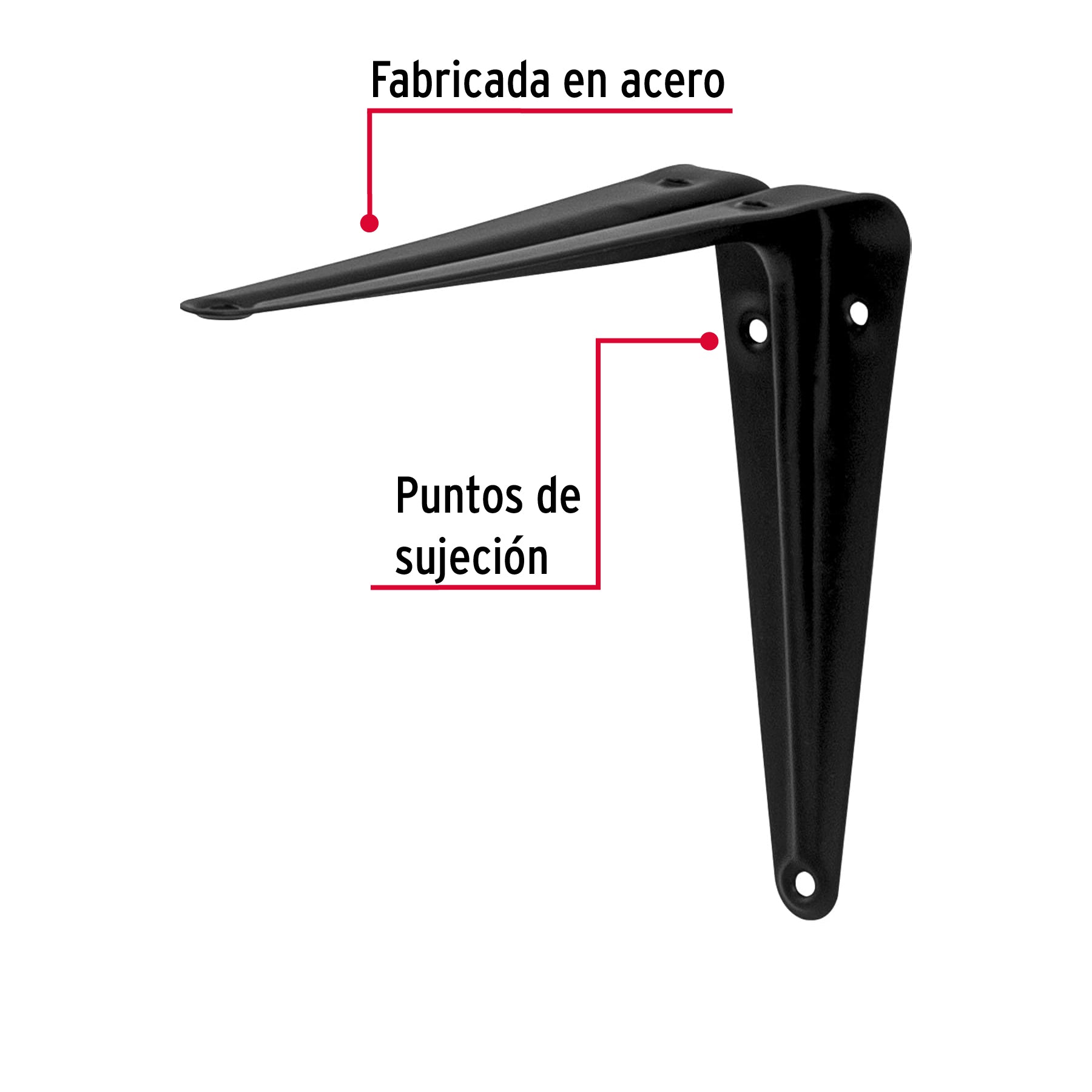 Ménsula de acero negra 5" x 6", Fiero