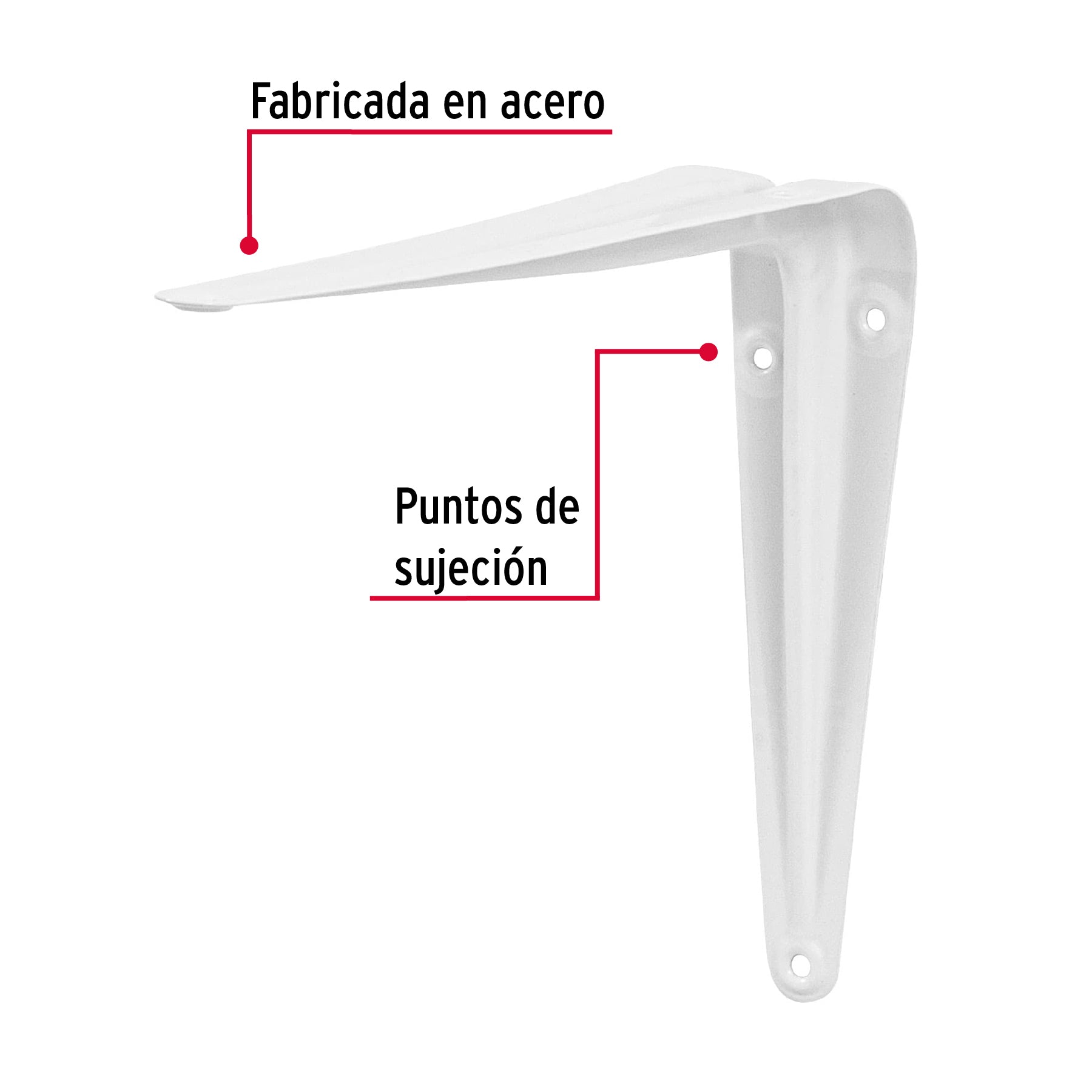Ménsula de acero blanca 6 x 8", Fiero