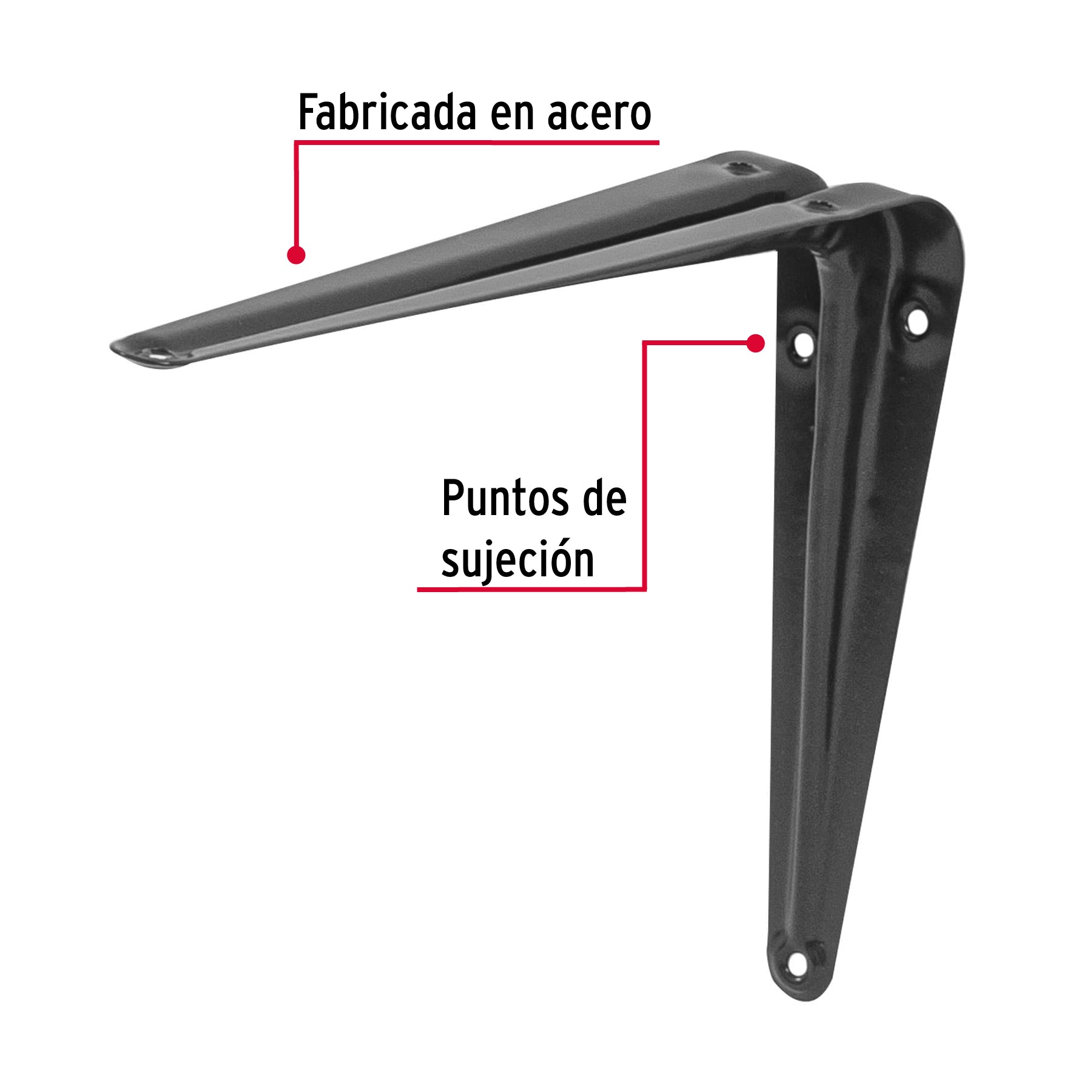 Ménsula de acero gris 6 x 8", Fiero