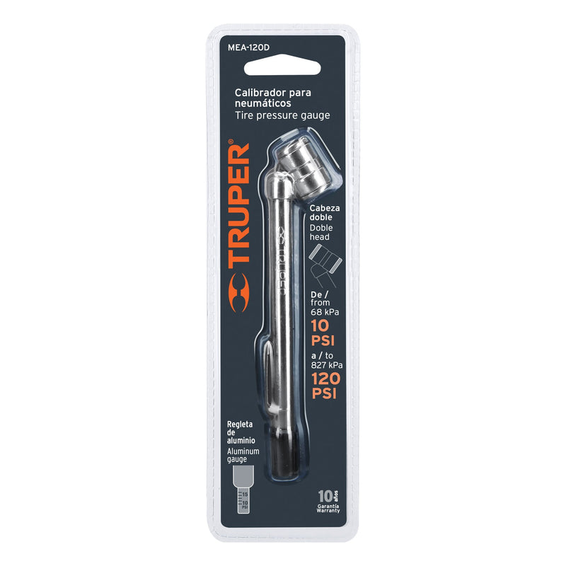 Calibrador de presión 120 psi cabeza doble,  Truper