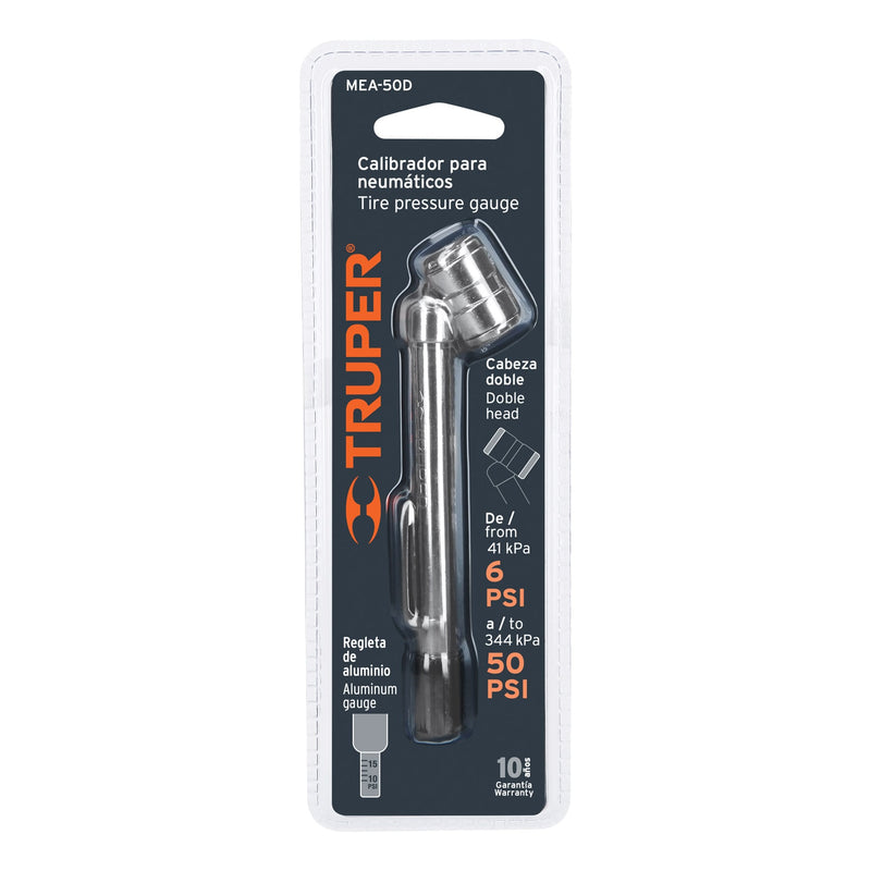 Calibrador de presión 50 psi cabeza doble,  Truper