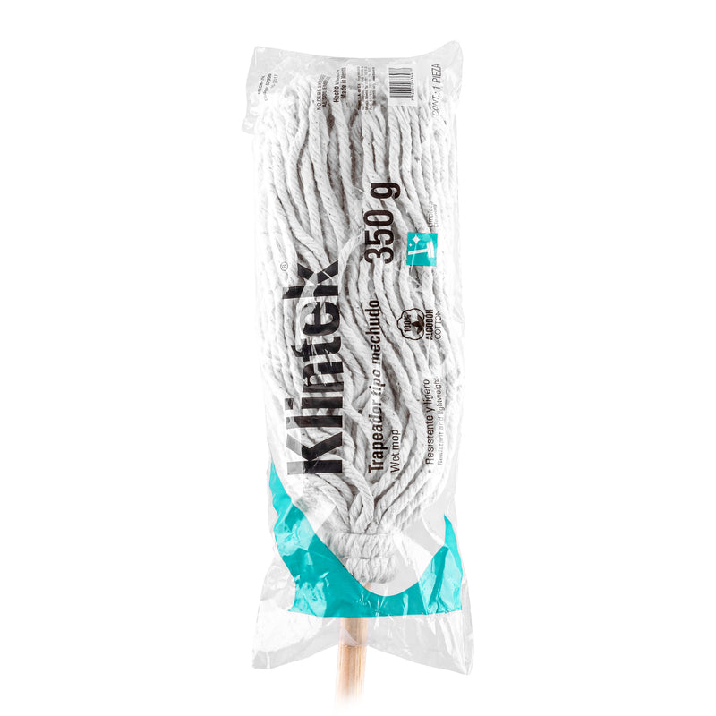 Trapeador tipo mechudo,  350 g con bastón de 120 cm,  Klintek