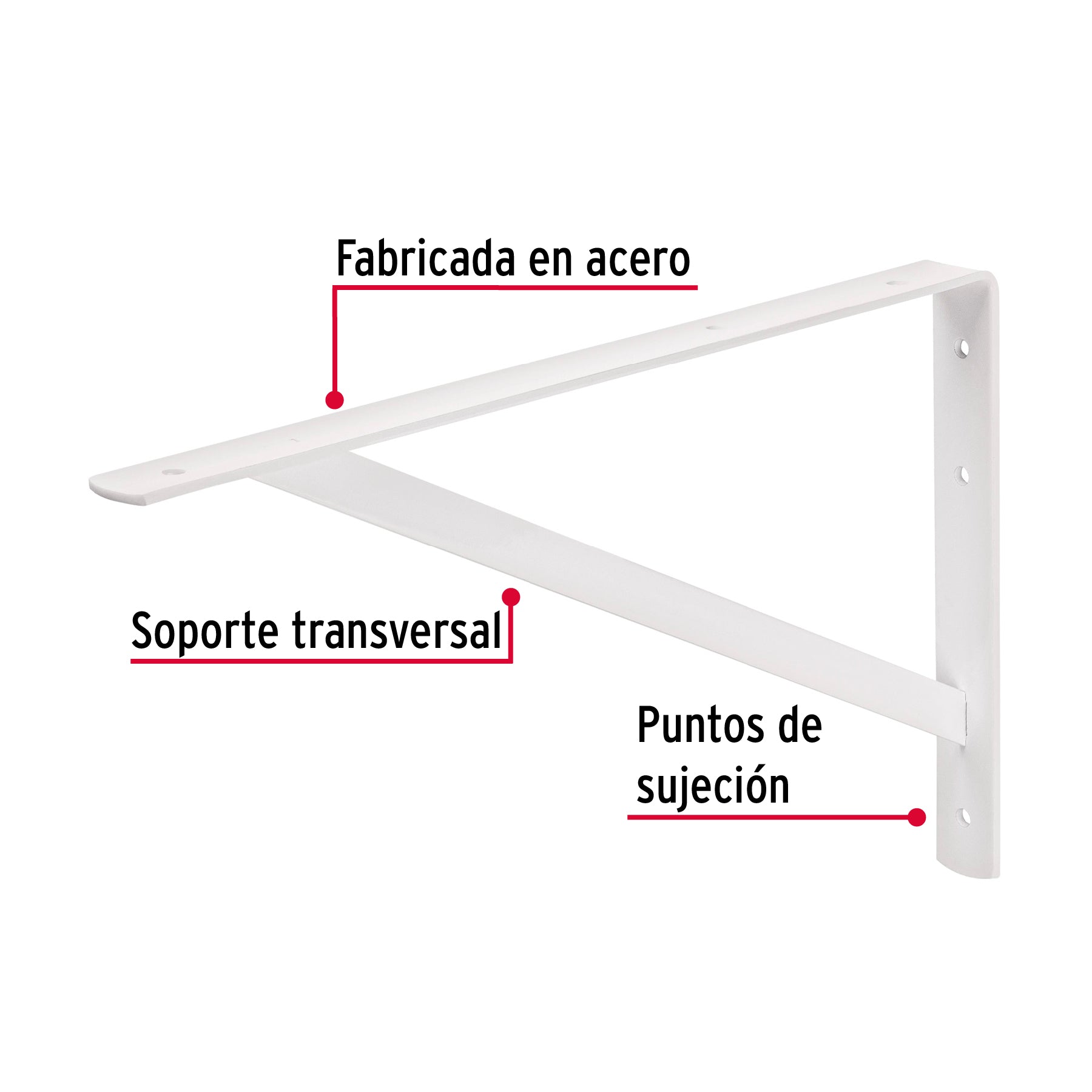 Ménsula de acero reforzada blanca 10 x 16", Fiero