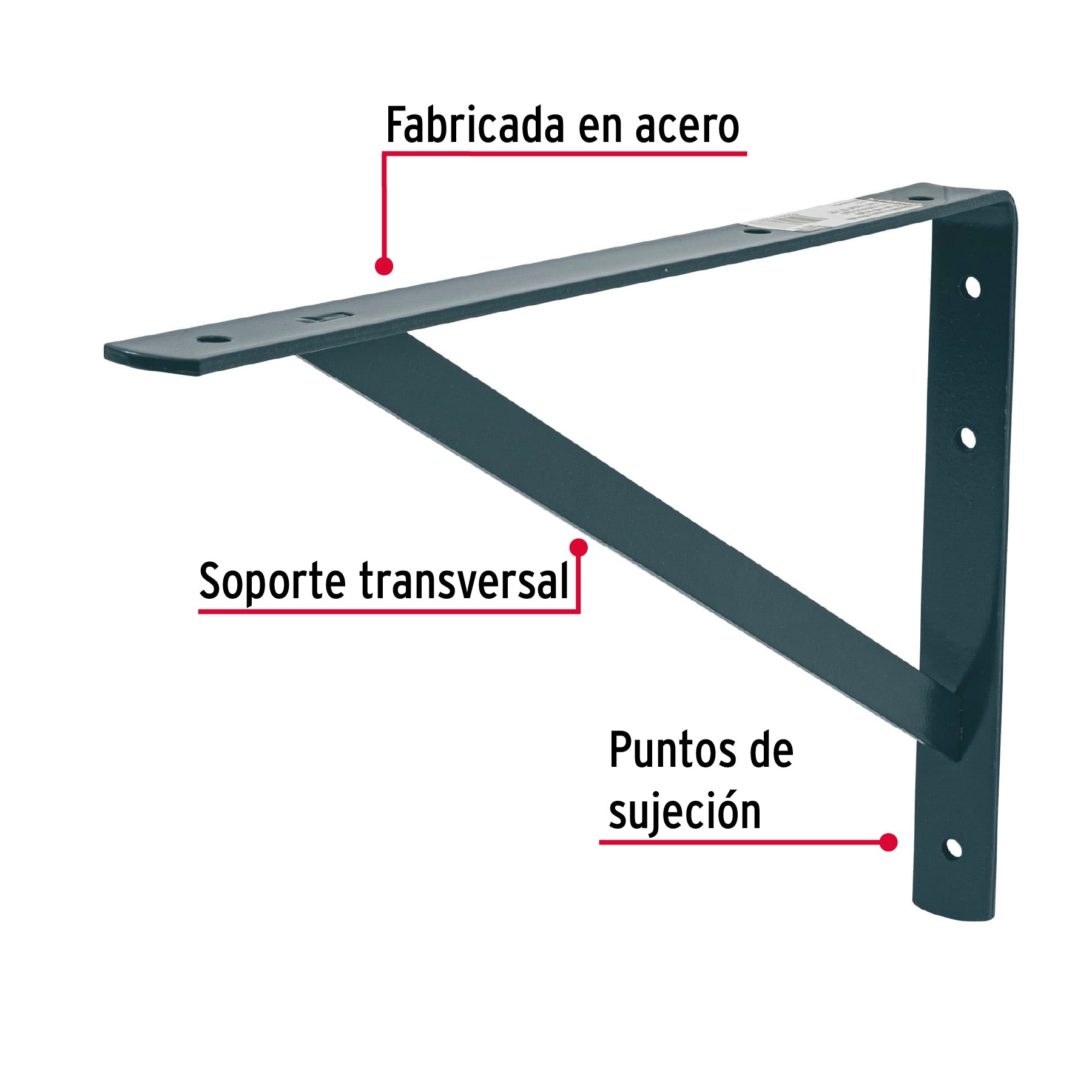 Ménsula de acero reforzada gris 10 x 16", Fiero