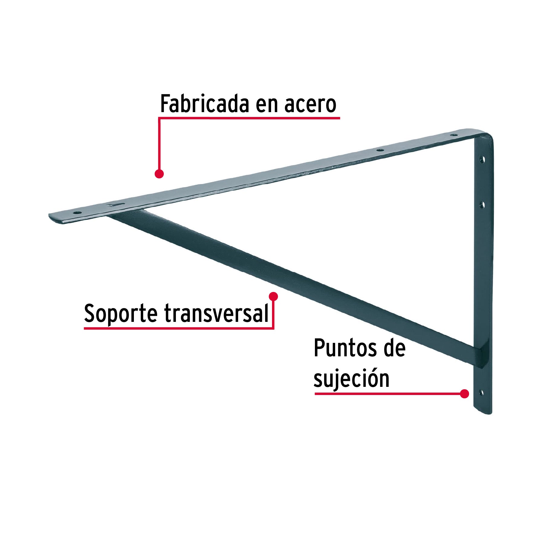 Ménsula de acero reforzada gris 13 x 20", Fiero