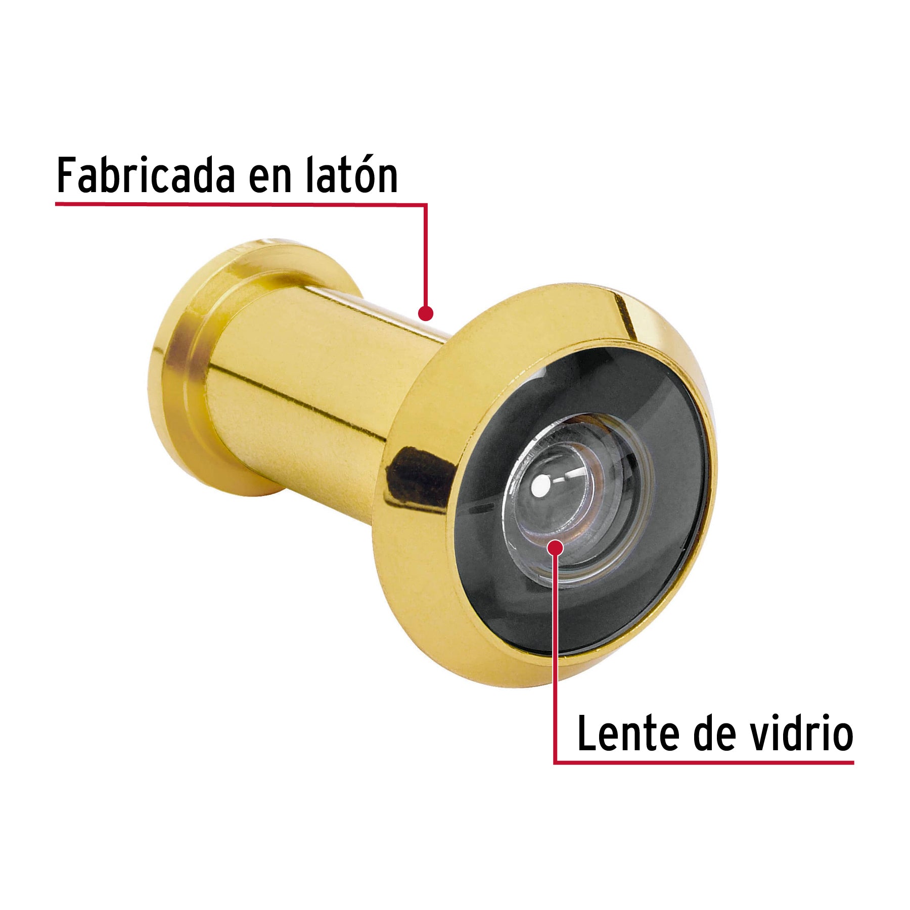 Mirilla de seguridad acabado latón, Hermex