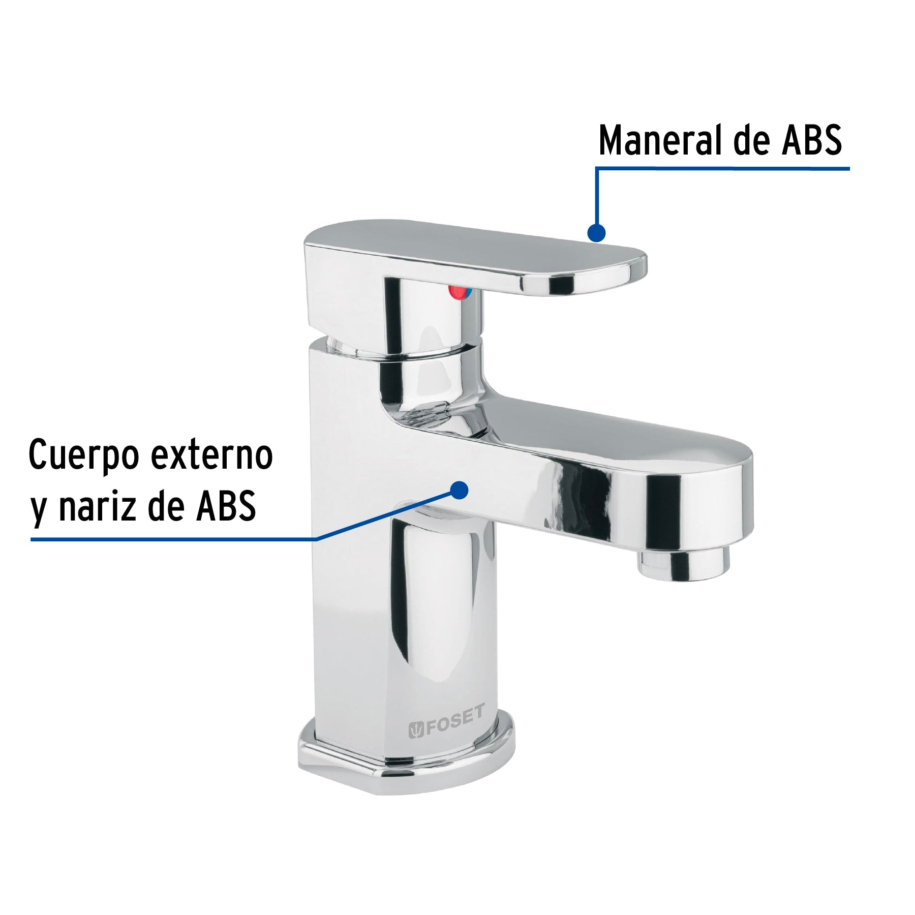 Monomando lavabo, ABS, nariz recta, BASIC