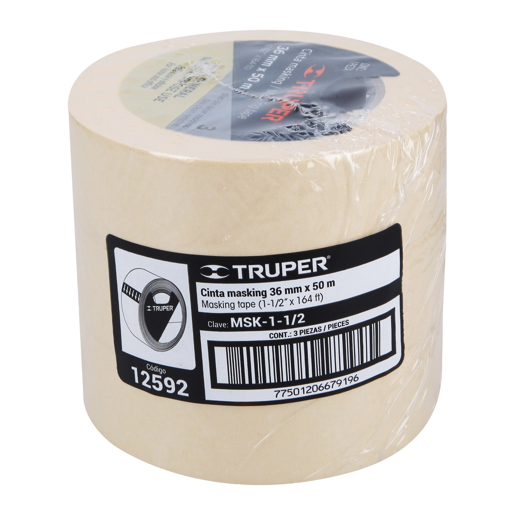 Cinta masking tape de 1-1/2" x 50 m, Truper