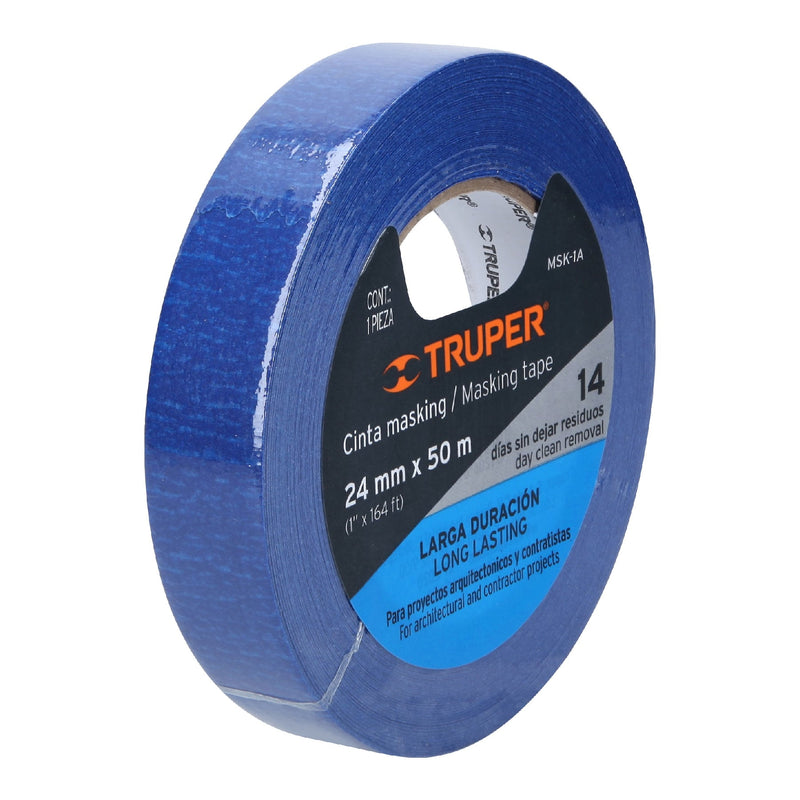 Cinta masking tape azul de 1" x 50 m,  Truper