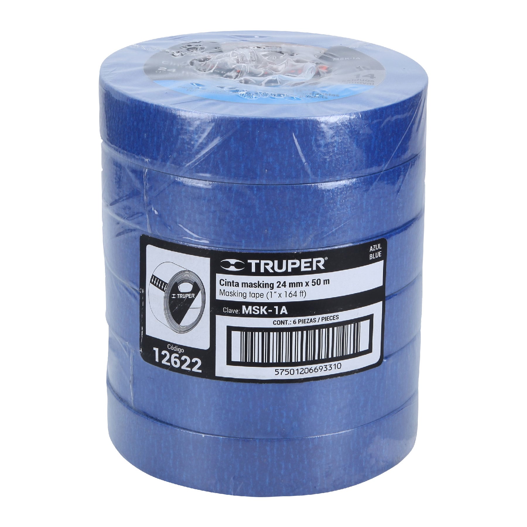 Cinta masking tape azul de 1" x 50 m para pintor, Truper