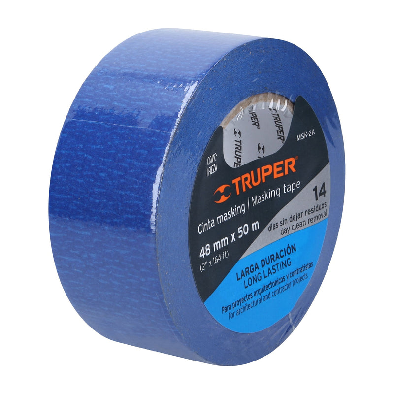Cinta masking tape azul de 2" x 50 m,  Truper