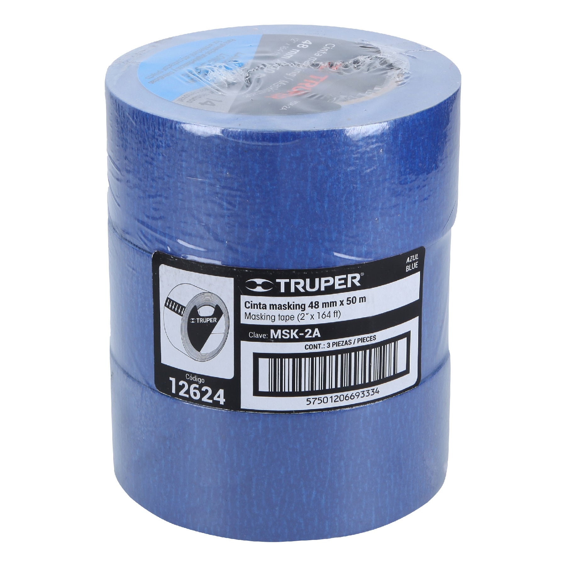 Cinta masking tape azul de 2" x 50 m para pintor, Truper