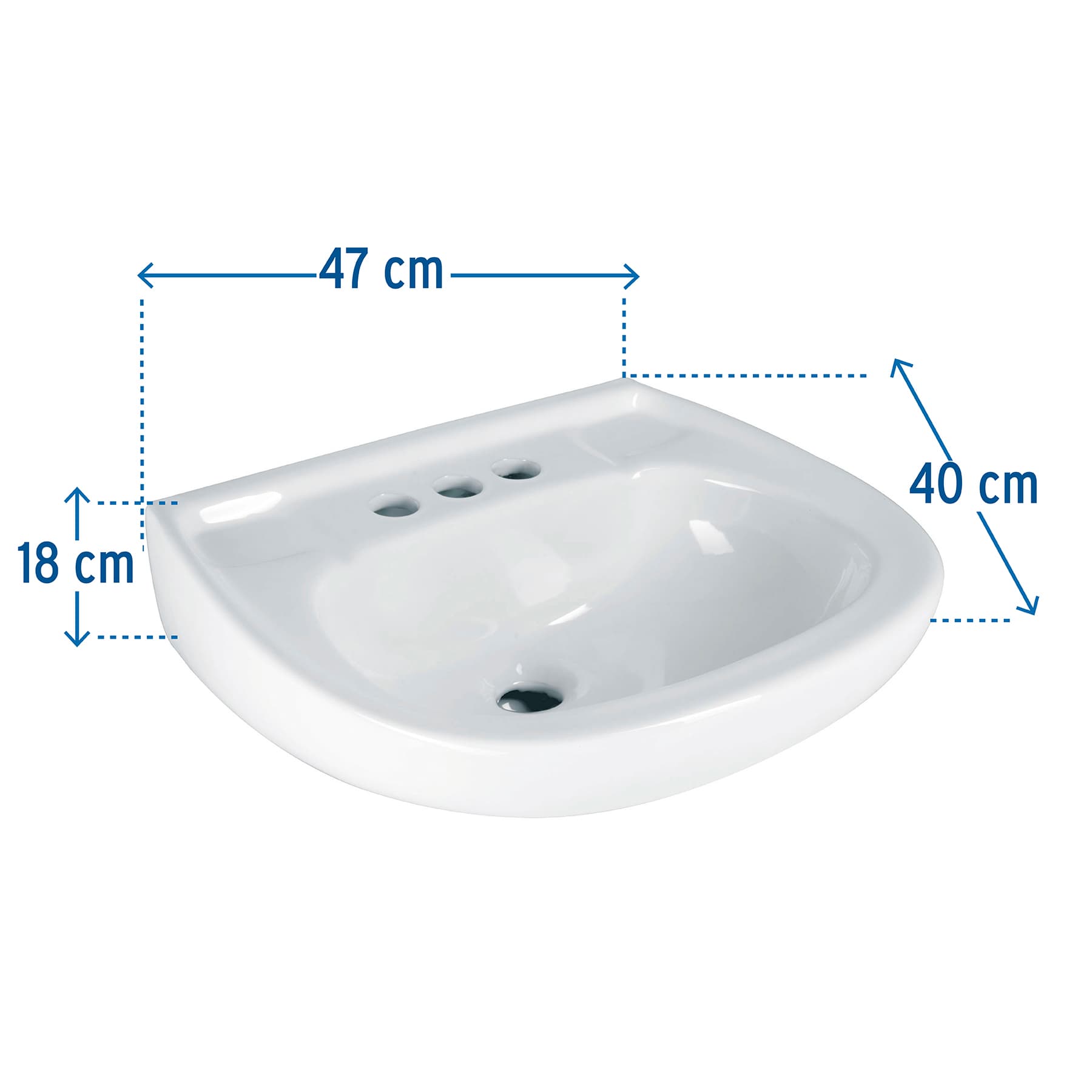 Lavabo de porcelana con rebosadero, blanco, Foset