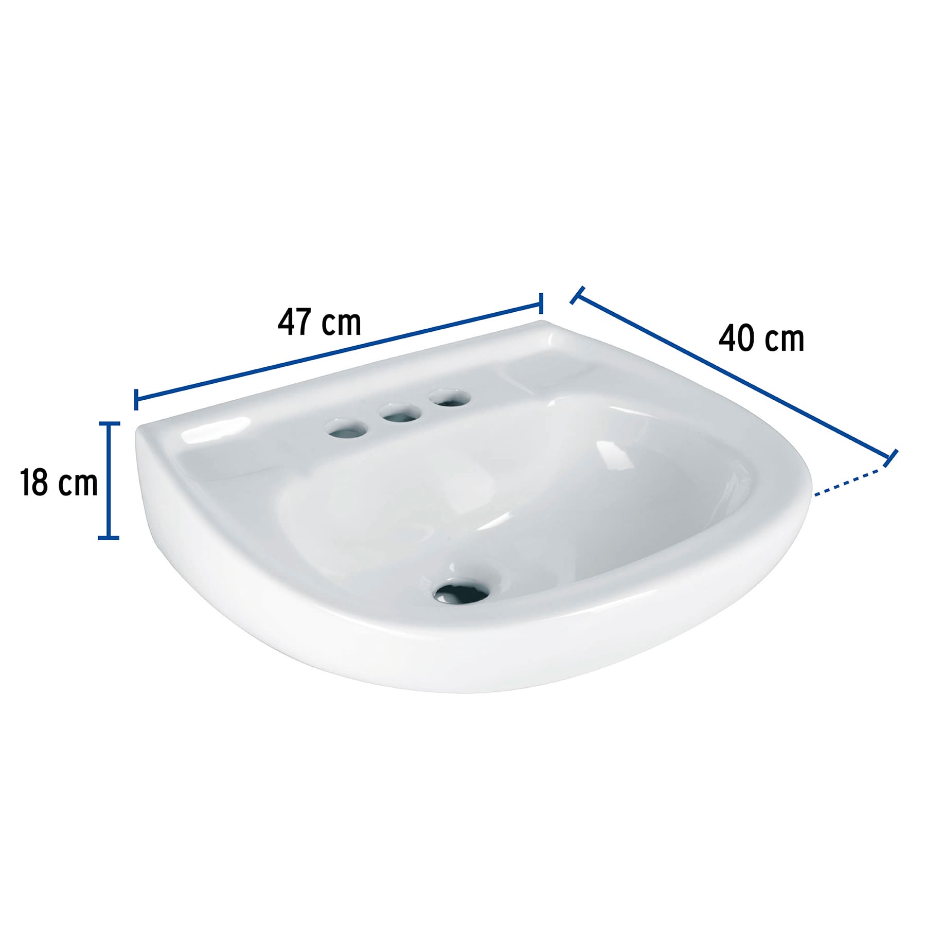 Lavabo de porcelana con rebosadero, blanco, Foset